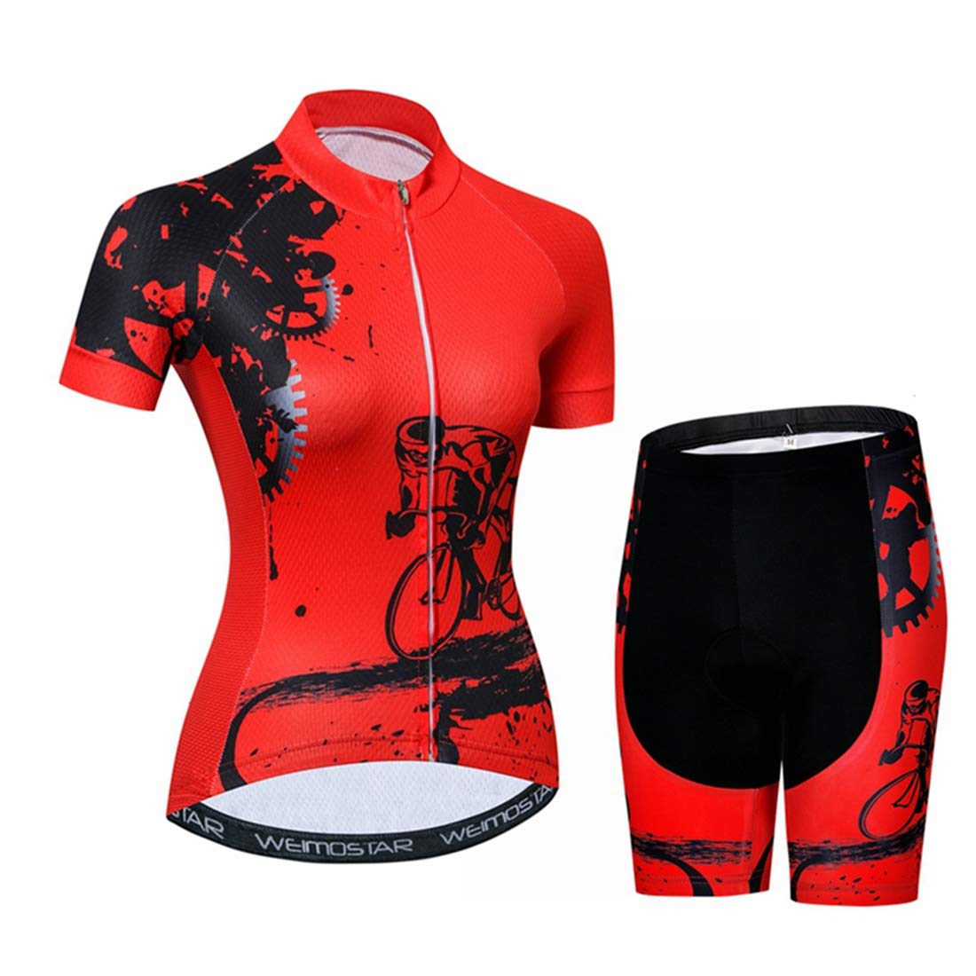 Womens Cycling Jersey Sets Sports Breathable Padded Cycling Clothing Cycling Wear Summer Red XL