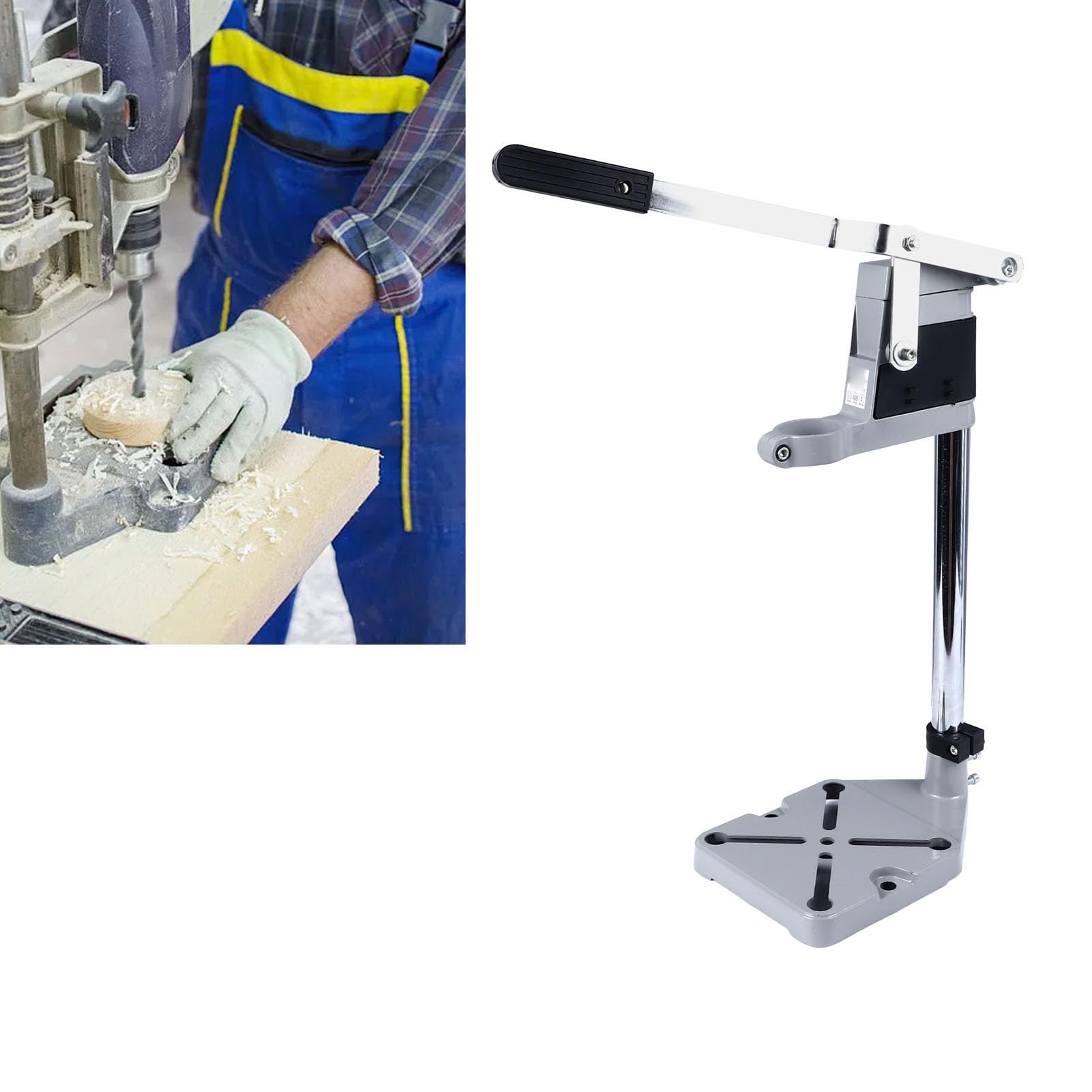 Drill Press Stand, Portable Adjustable Bench Clamp Drill Press Stand for Hand Drill, Universal Bench Table Repair Tool with Aluminum Base, Multifunctional Drill Stand