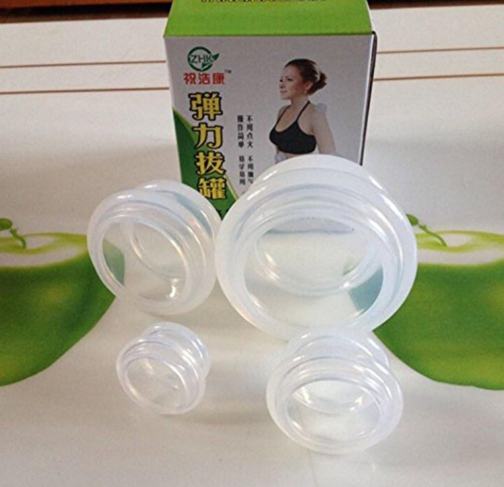 Vivcy Transparent Cupping Massage & Relaxation Set - The Most Recommended Complete Chinese Therapy, Pain Relief & Cellulite TreatmentProfessional Grade - 4 Cups