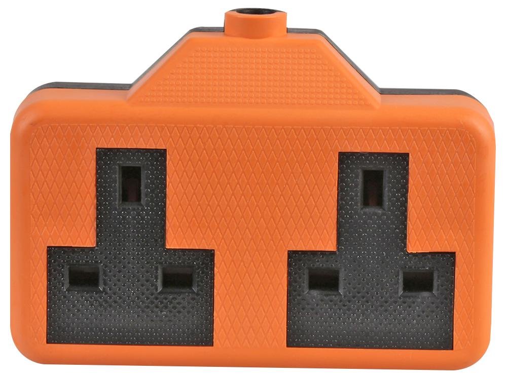 PRO ELEC Rubber Trailing Socket, 2‑Gang, 13A, Orange – PELB1583