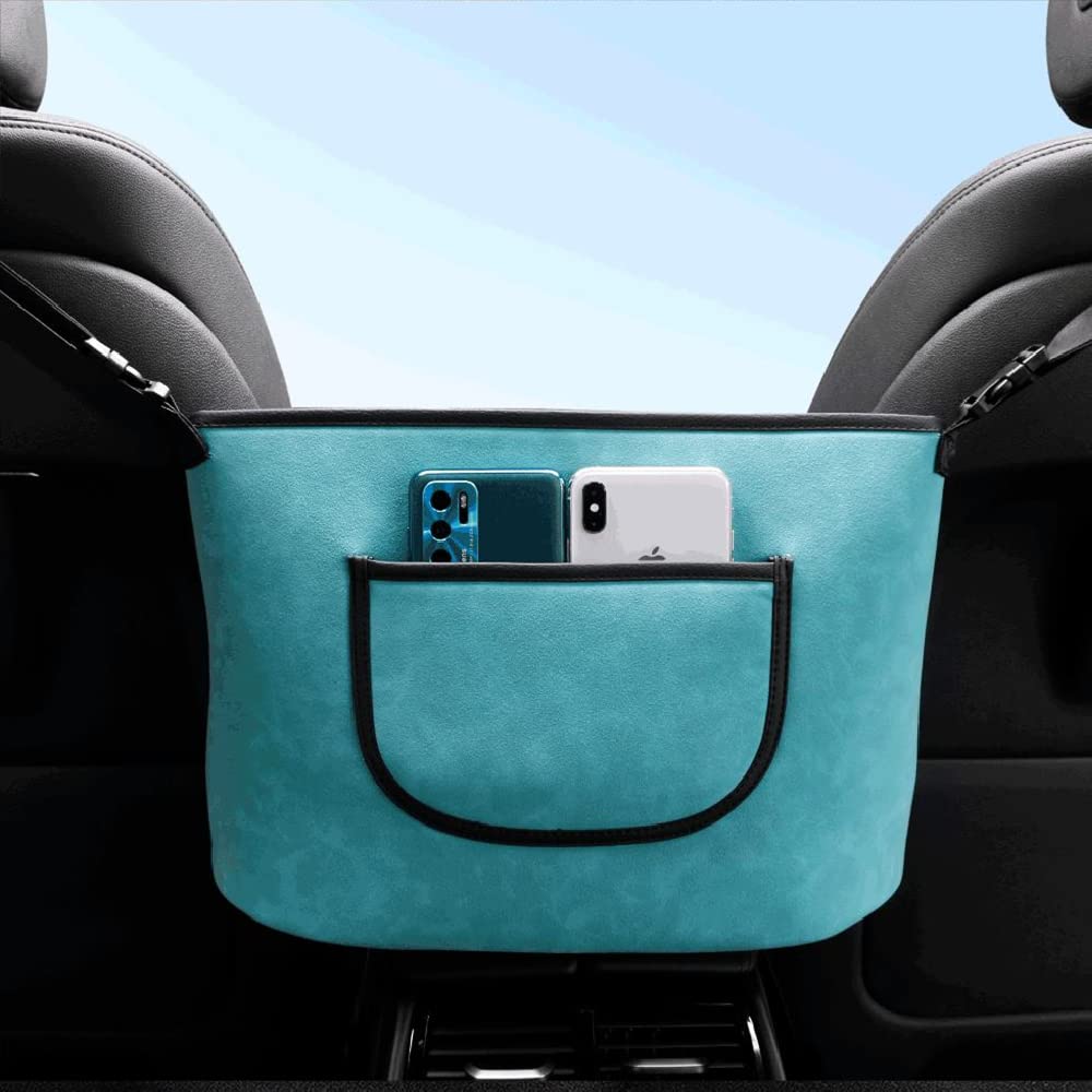 Bolsa de almacenamiento para asiento de coche, bolsa de almacenamiento ajustable de gran capacidad, bolsa de control central para asiento (azul)