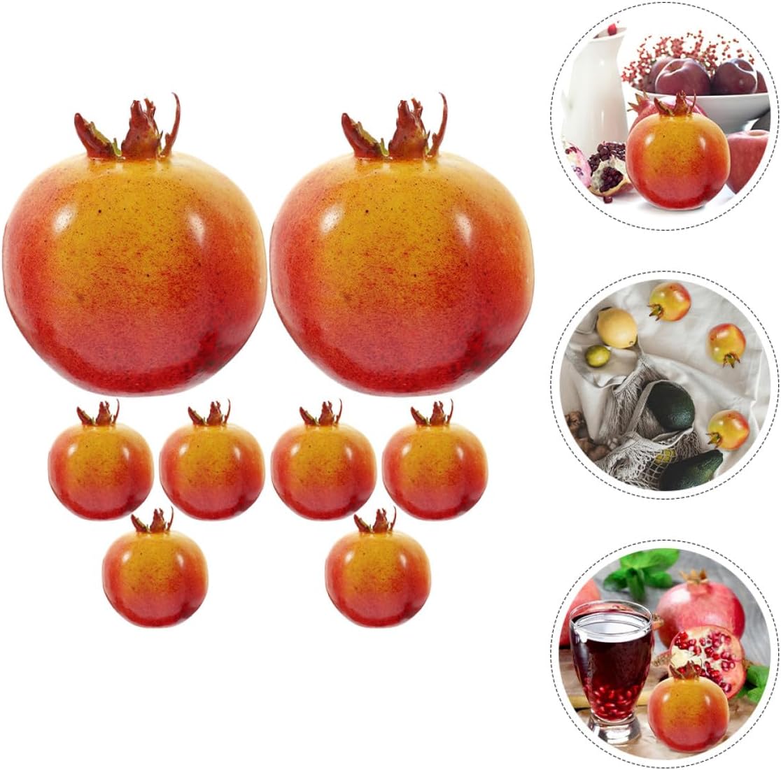 BETOOKY Lifelike Pomegranate Artificial Fruit Foam Decorative Fruit for Home Kitchen Cabinet Decor Photography Props 8pcs Set