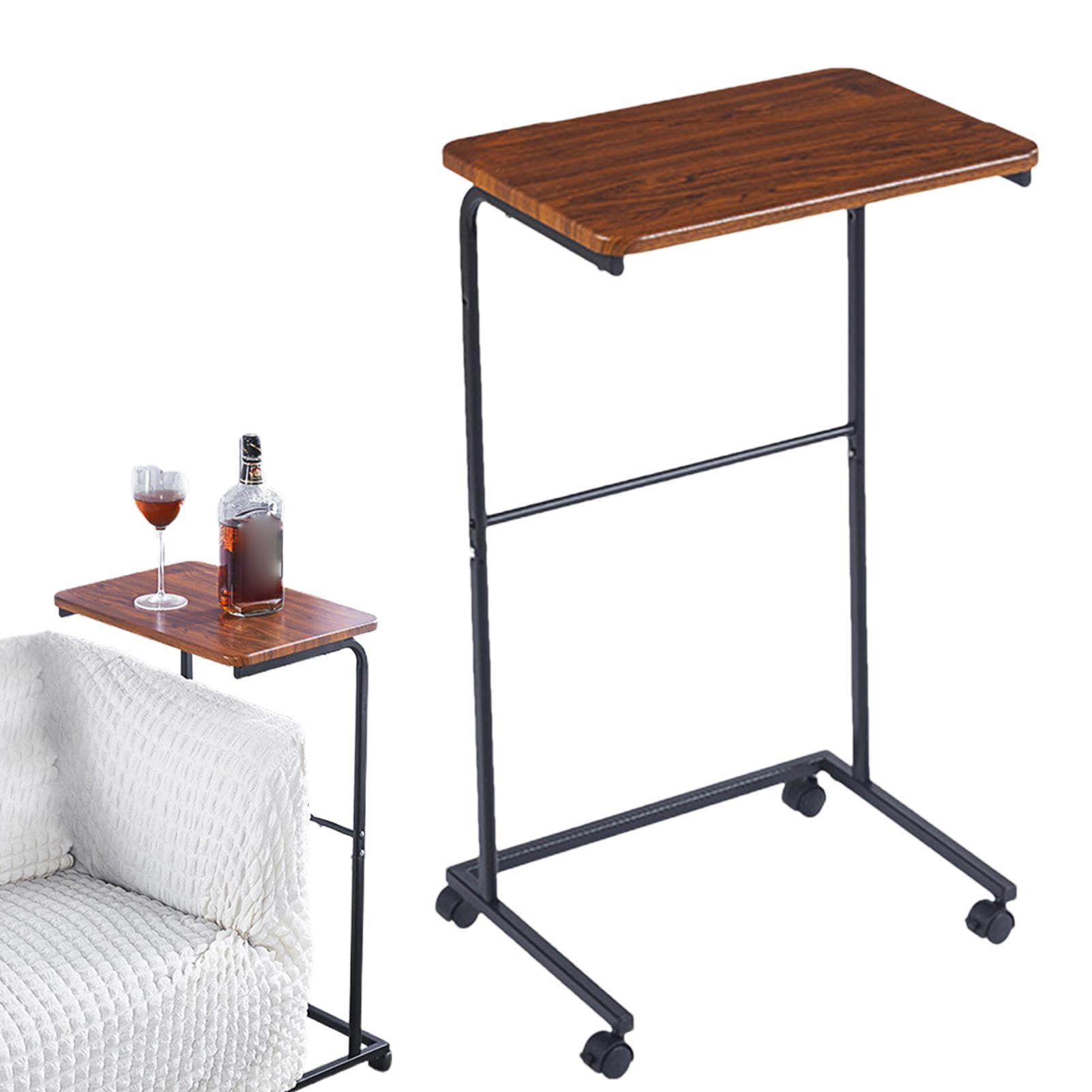 Mesa auxiliar móvil para cama, mesa auxiliar con marco de metal | mesa auxiliar deslizante silenciosa para sala de estar para una alta capacidad de carga