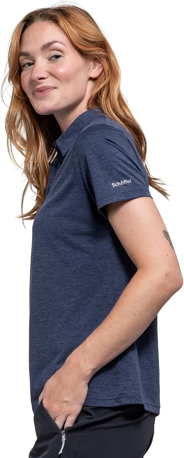 Schöffel Damen CIRC Polo Shirt Tauron L, kreislauffähiges Wandershirt, schnell trocknendes, leichtes Poloshirt mit fast 100 % Recyclingfähigkeit