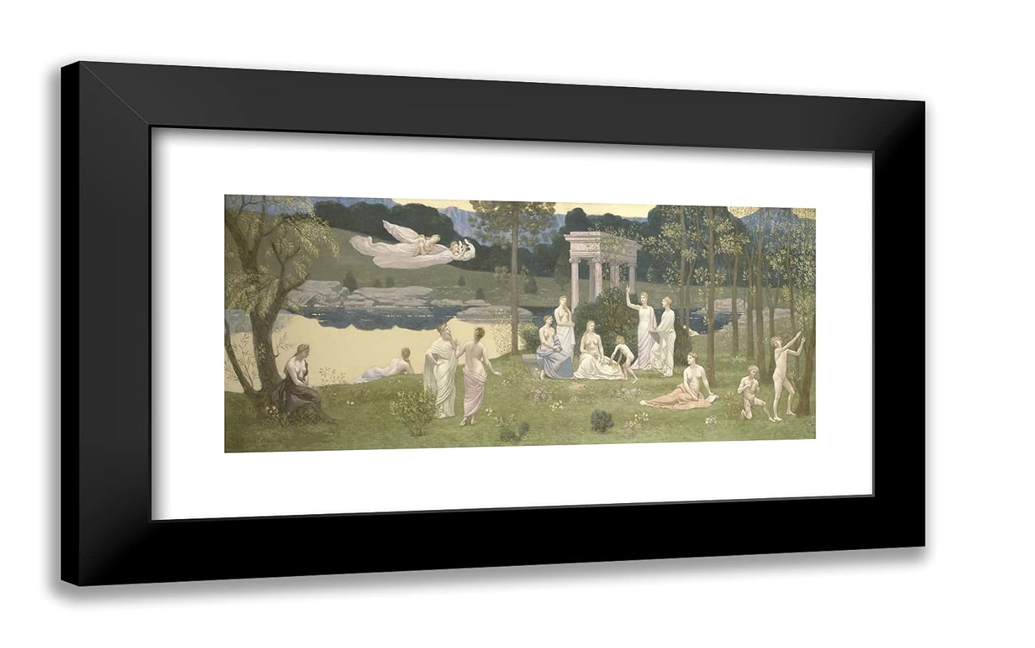 ArtDirect Pierre Puvis de Chavannes 24x15 Black Modern Framed and Double Matted Art Print Titled The Sacred Grove, Beloved of The Arts and The Muses