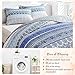 Tititada 3 Pieces Colorful Bohemian Quilt Set Full Queen Size, Blue n Grey Boho Striped Printed Bedding Bedspread Coverlet Set for Summer, Soft Lightweight Microfiber Quilt with 2 Shams (88x88 inces)