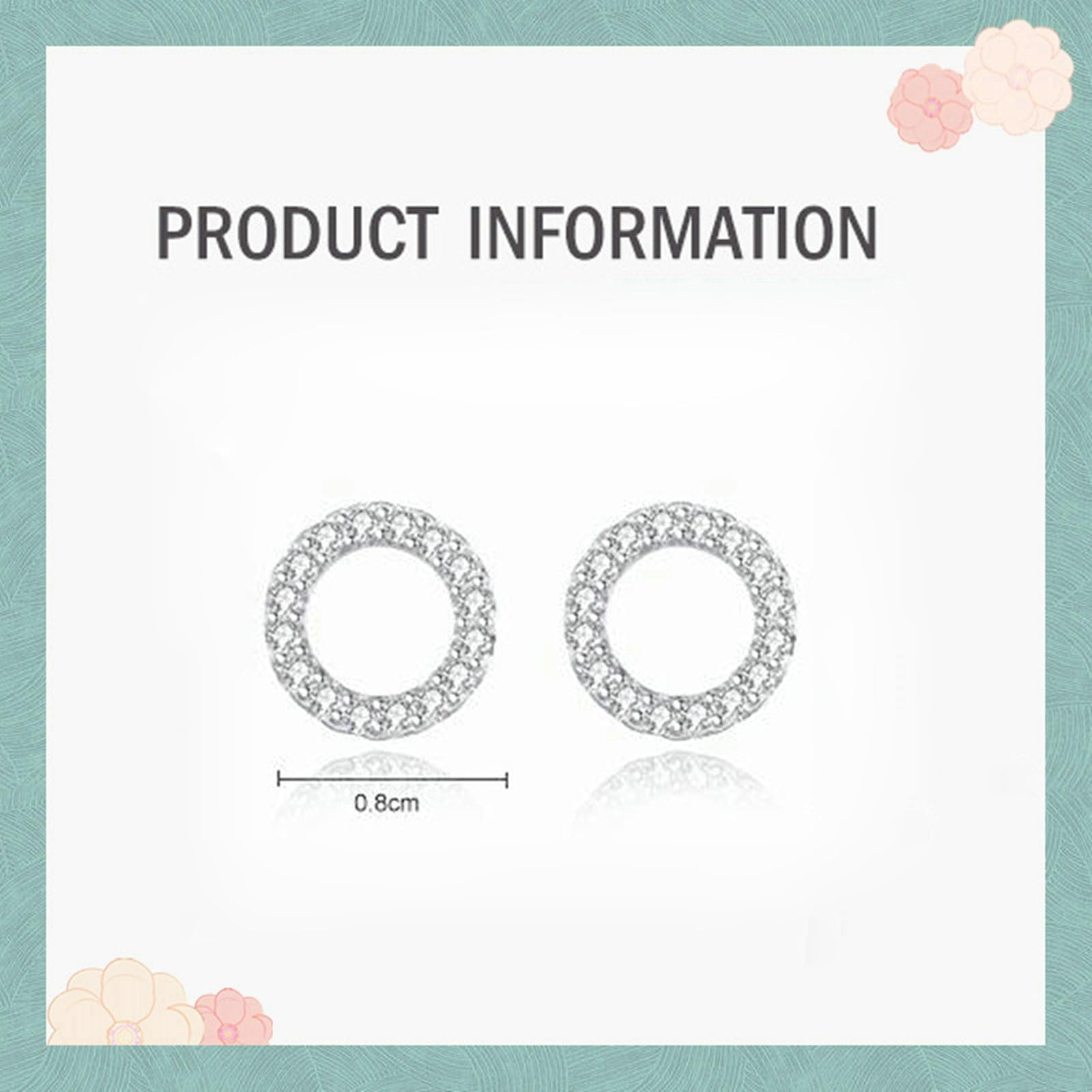 Pendientes de oro blanco 750 585 375 de oro auténtico, pendientes de 8 mm círculo con diamante para mujer, pendientes de boda sin níquel