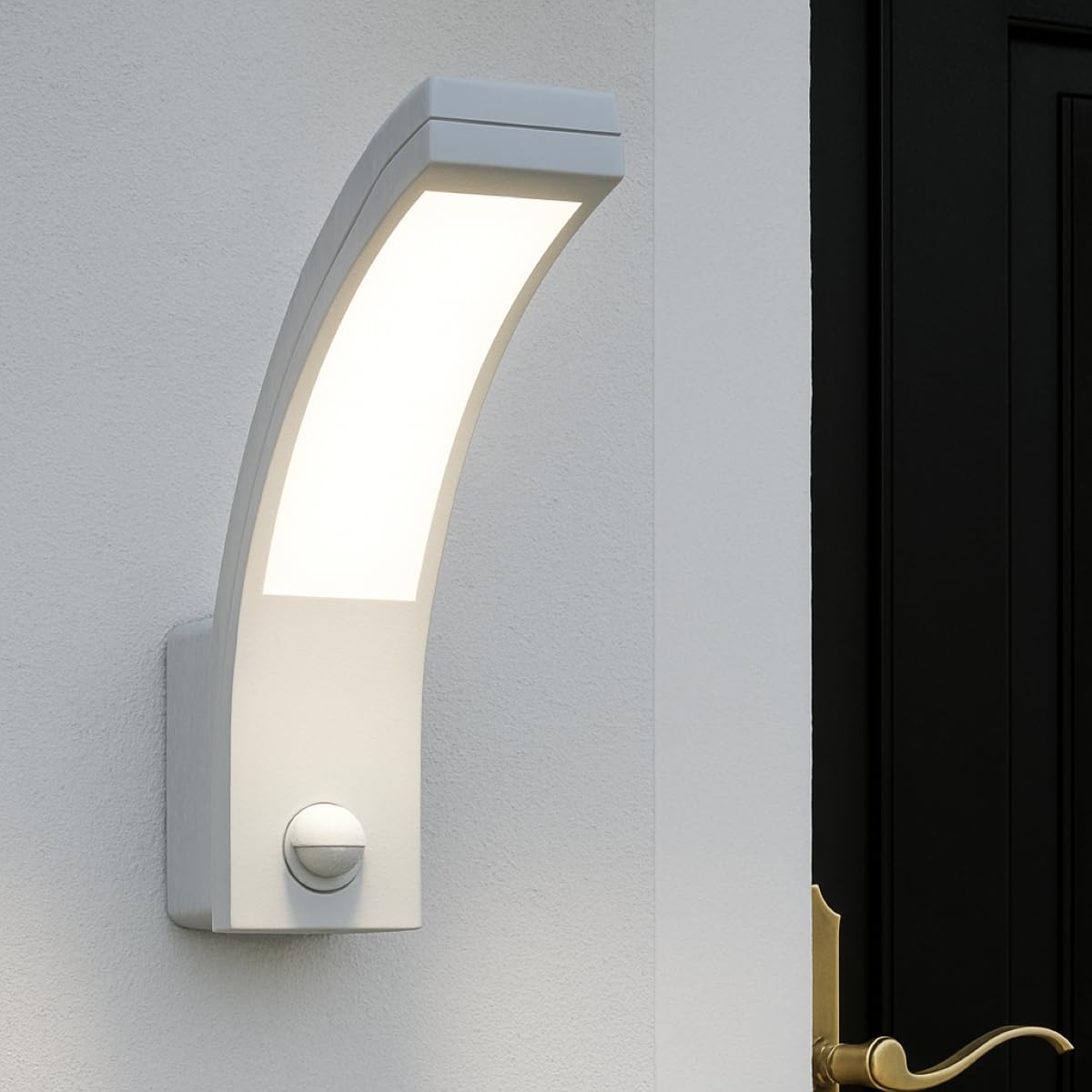 Cgc Lighting White Pir Led Outdoor Wall Lights Mains Powered, Natural White 4000K, 10W, 900Lm, Outside Lighting (White Pir)