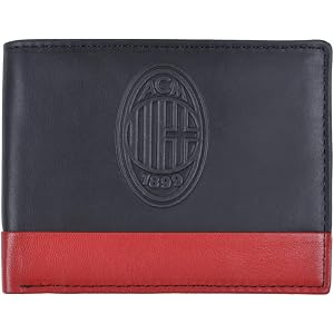 Portafoglio AC Milan Unisex - In Pelle Nero - Accessorio Ufficiale Da Viaggio