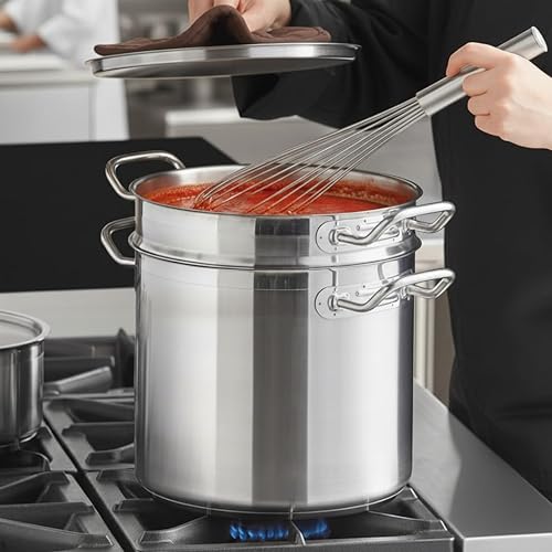 Miniatura 10 de Juego de 3 caldera doble de acero inoxidable de 16 cuartos de galón - Olla de cocción de vapor de acero inoxidable para derretir chocolate,
