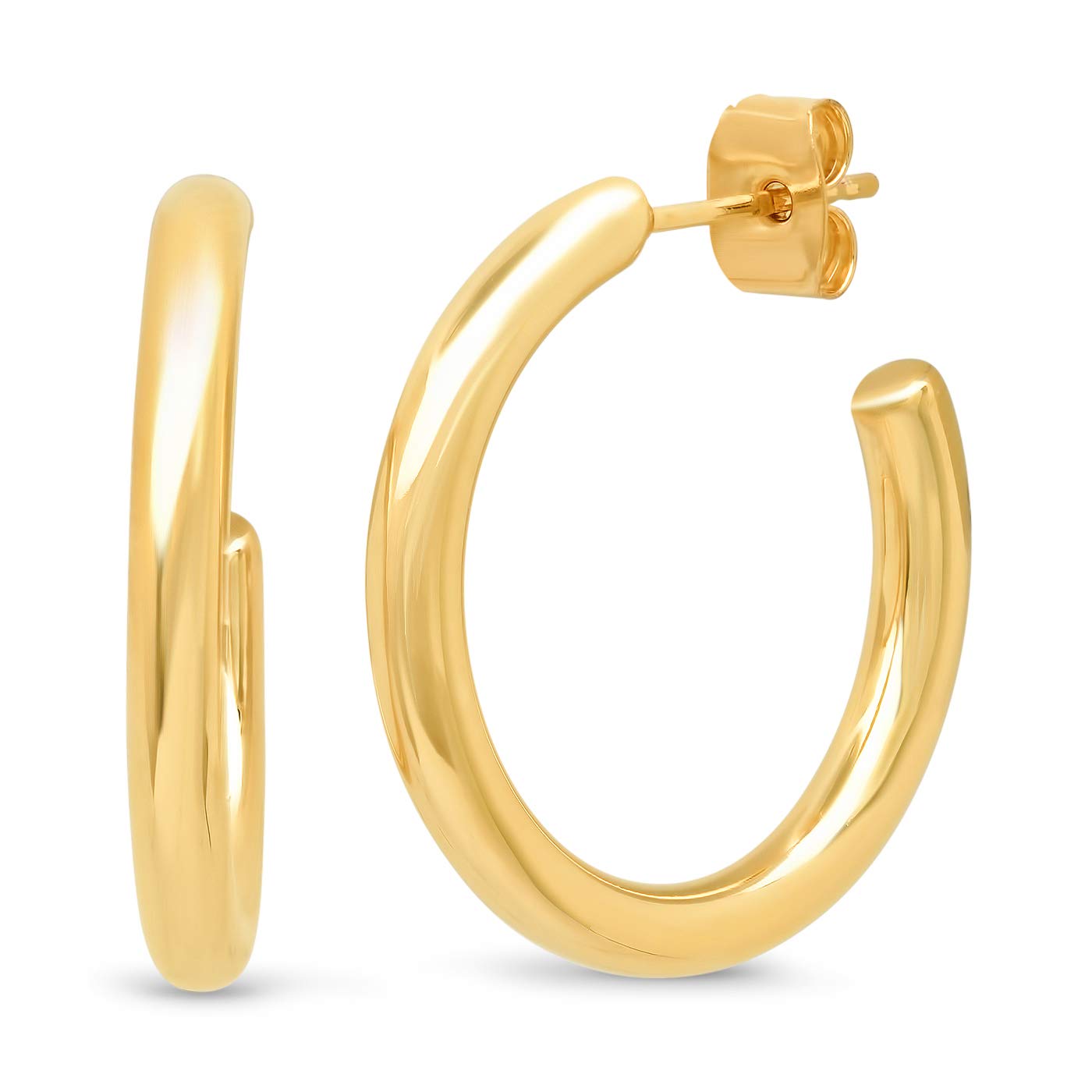 TaiJewelry Gold Chubby Medium Hoop 3MM Thickness