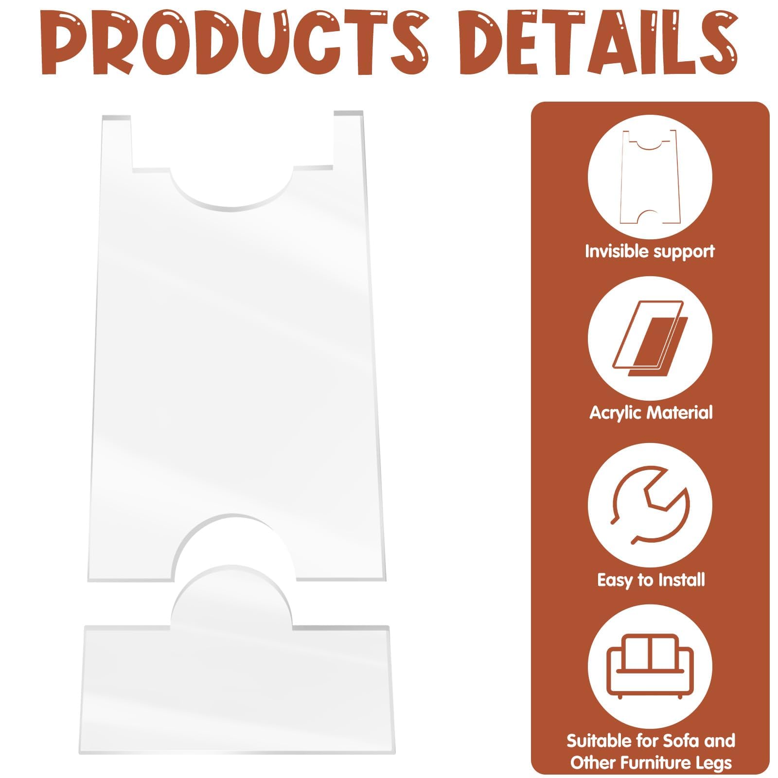 2 Stück Klare Couch & Bett Stopper, Universelle Acryl Wand Abstandhalter Möbel Stopper zur Verhinderung von Brandrisiken durch Heizgeräte und Aufrechterhaltung des Steckdosenzugangs