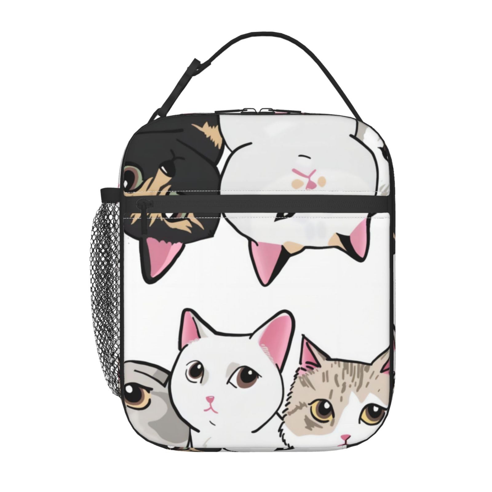 Amazon | ランチバッグ 可愛い ネコ 猫柄 白 ホワイト アニマル 保冷