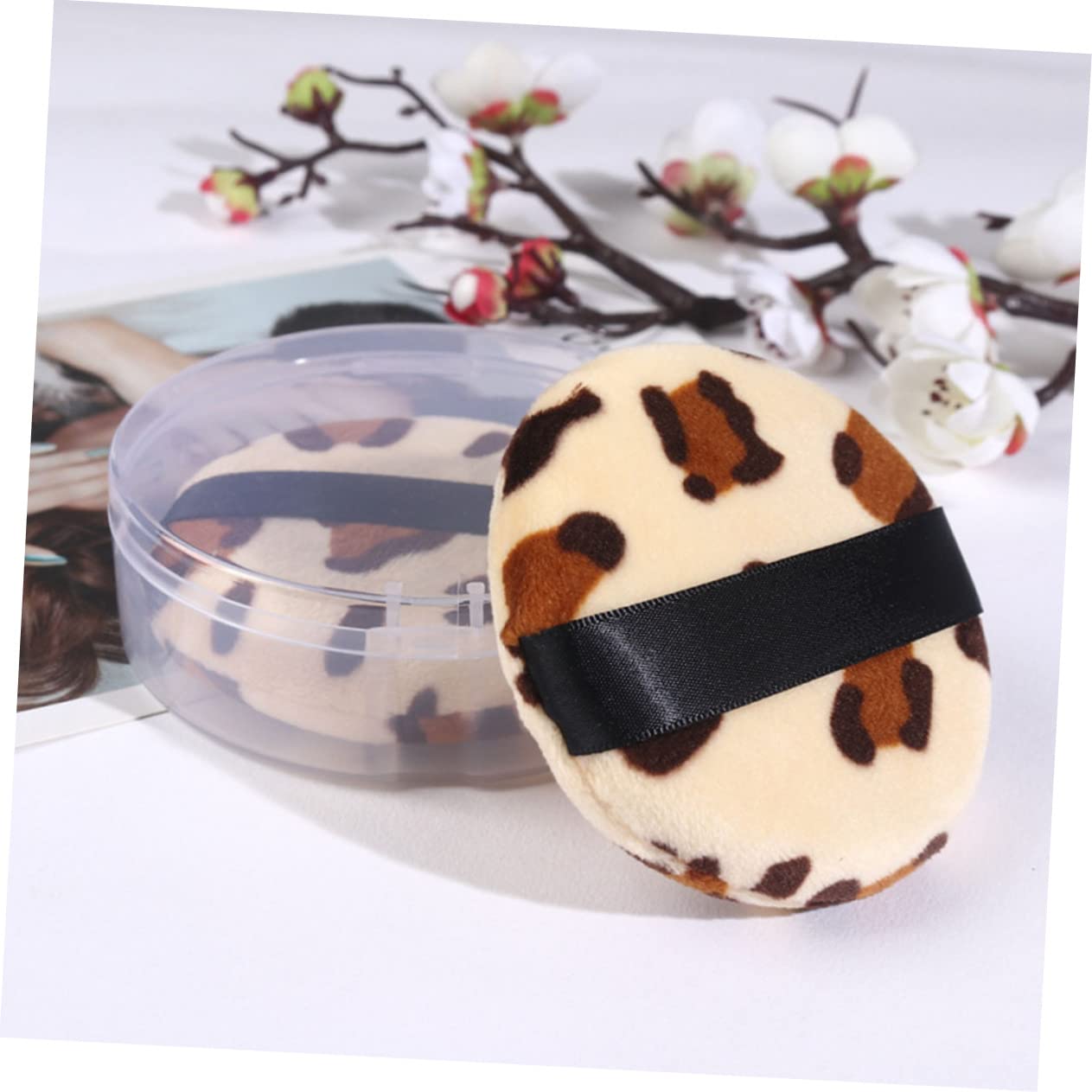 PACKOVE 6Pcs Leopard Print Makeup Powder Puff Soft Fluffy Cosmetic Puff for Foundation Concealer Blusher Setting Powder Skin Friendly and Gentle Application