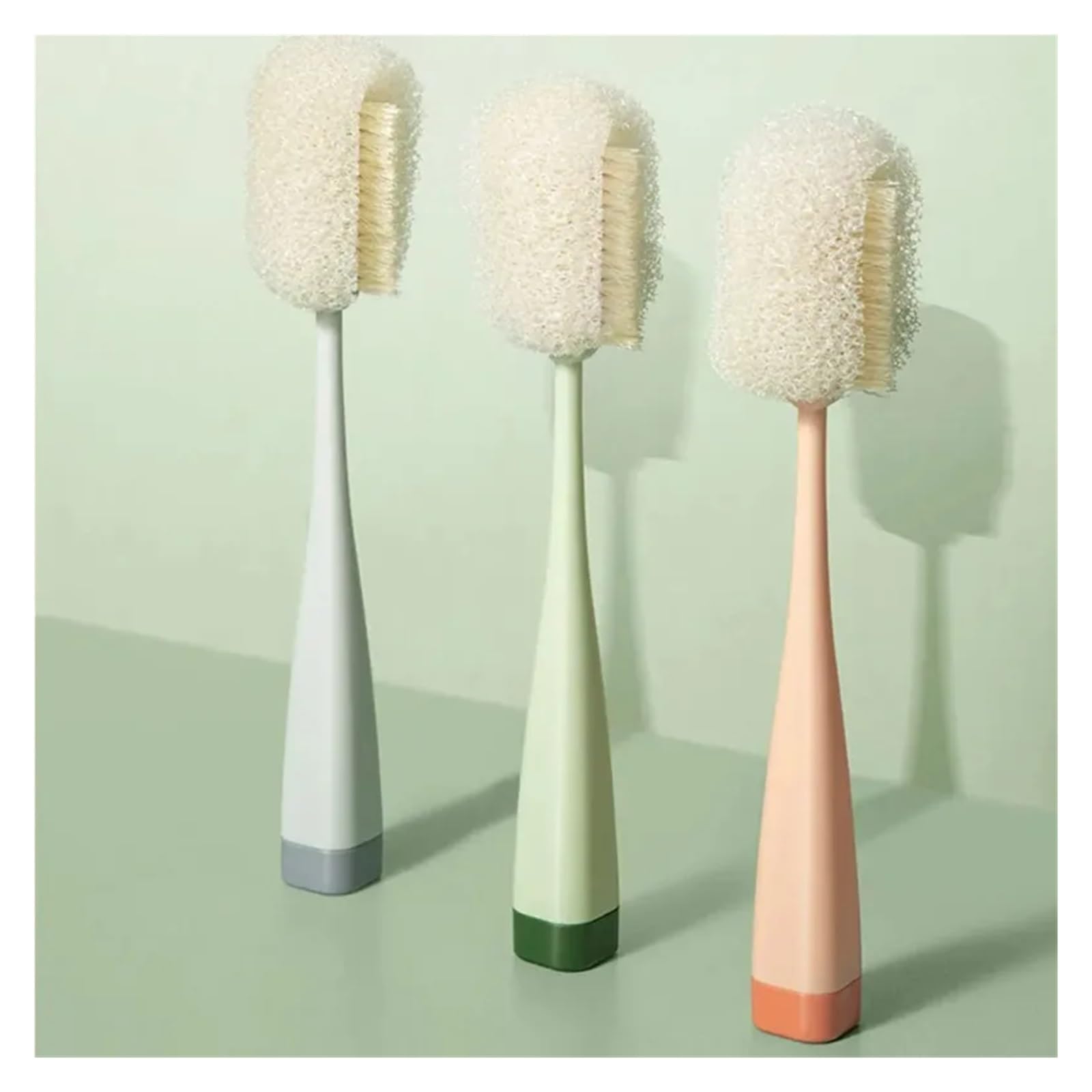 Flaschenbürstenreiniger mit langem Griff, Abnehmbarer Reinigungsbecher-Schrubber, Waschbürste, Schwamm-Reinigungsbürste, Flaschenwascher for die Küche(Color 02)