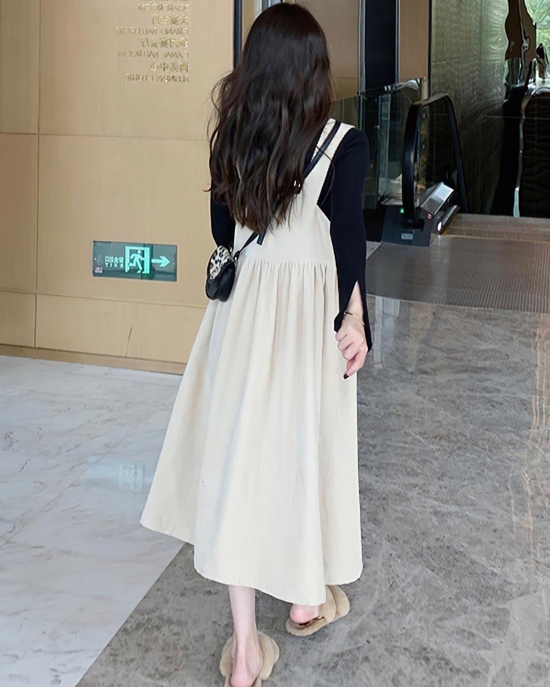 chouyatou Women's Elegant Sleeveless Corduroy Jumper Dress Flare Midi Long Overall Dress with Pockets - Image 4