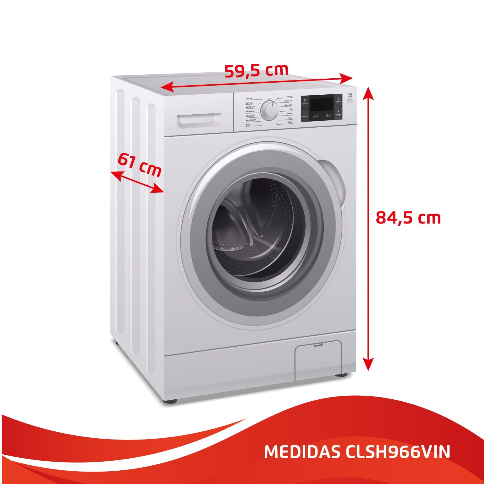 Corberó - Lavadora Secadora Carga Frontal | CLSH966VIN | 9 Kg / 6 Kg | 1400 rpm | Motor Inverter | 15 Programas | Lavado Jet y Función Vapor | Función Antialérgico| Programa rápido | Blanco