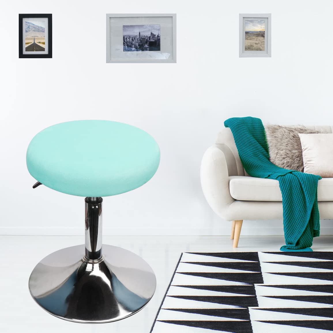 HuaLiSiJi Housse Tabouret Rond 30-40 cm Housse de Tabouret en Tissu Luxueux Rond, Extensible Infroissable Lavable Anti-poussière Doux et Durable (1, Gris