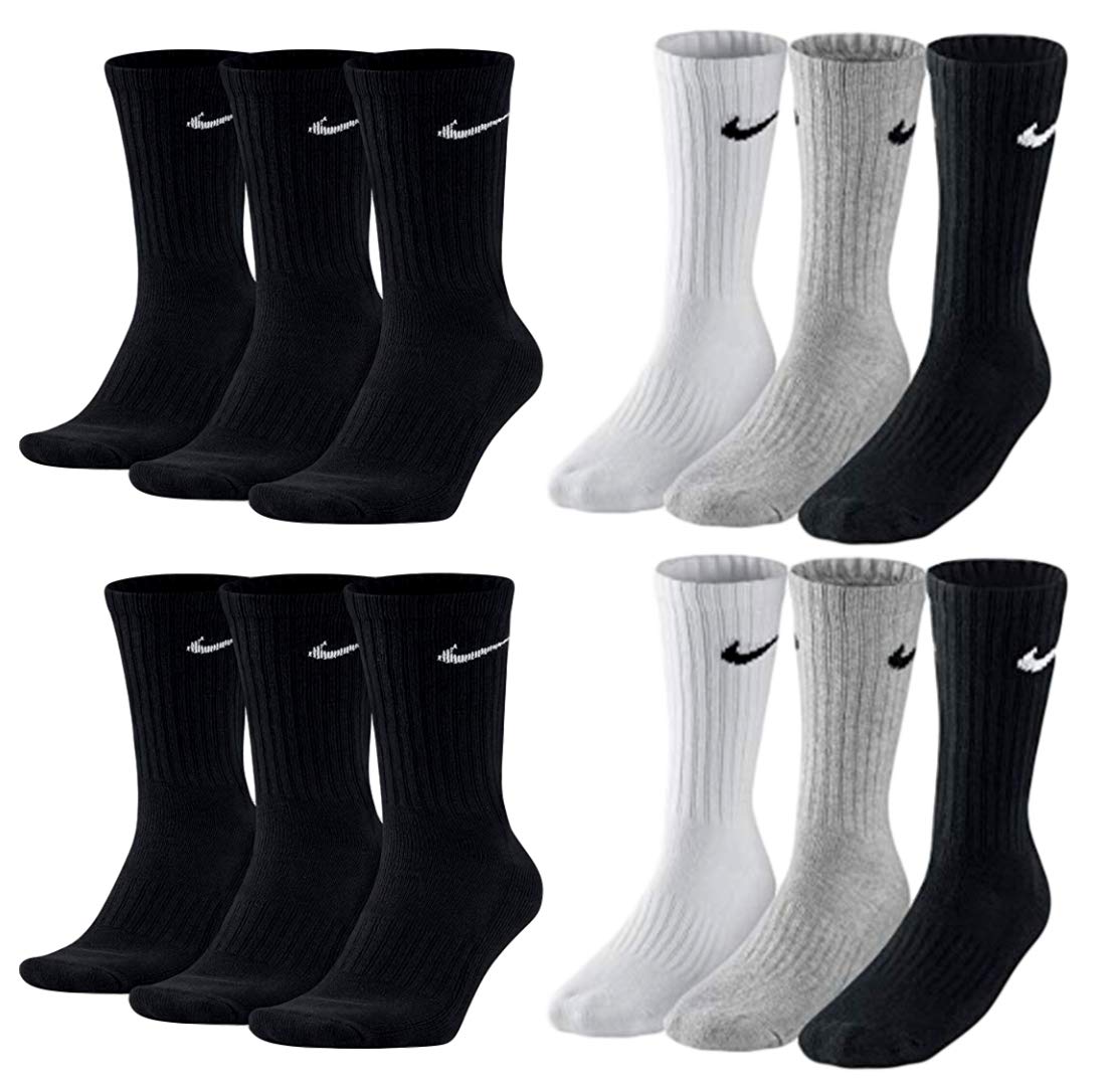 Nike 18 Paar Socken Herren Damen Sparset Tennissocken Sportsocken Laufsocken Paket Bundle SX4508 Weiß Schwarz Grau