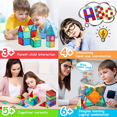 HOMOFY Oversize 3D Building Blocks Magnetic Tiles 100PCS STEM Educational Magnet Toy Set for Kids Inspiration Building Construction Learning Gifts for 3 4 5 6 Year Old Boys Girls