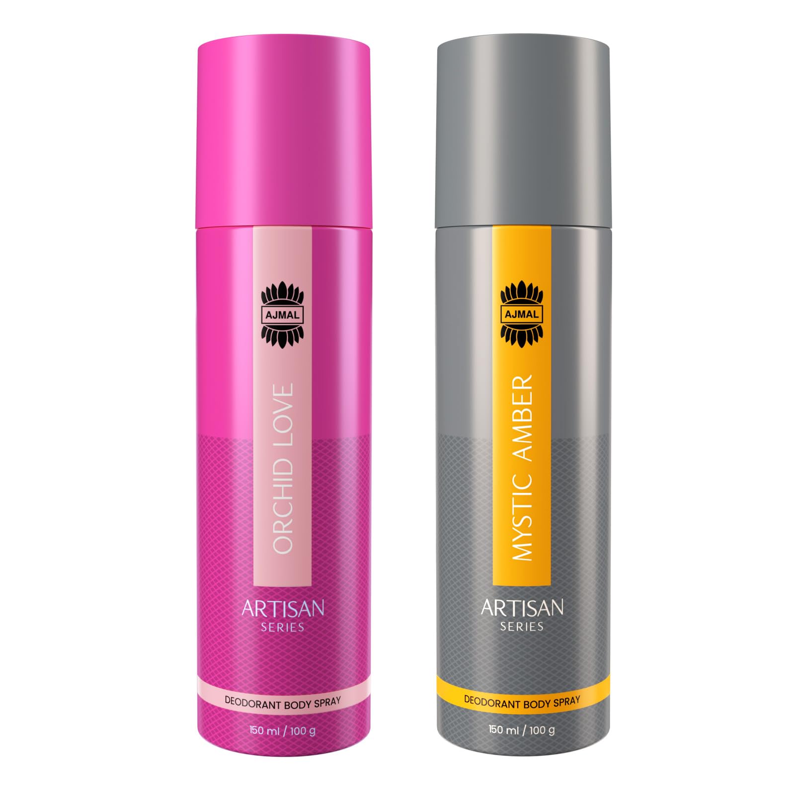 AJMAL ARTISAN - ORCHID LOVE & MYSTIC AMBER DEODORANT PERFUME 150ML LONGLASTING SPRAY GIFT FOR MEN AND WOMEN ONLINE EXCLUSIVE