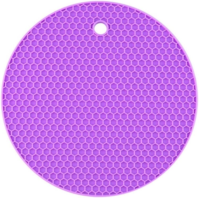 HBJWOV Round Insulating Silicone Mat Anti-Slip Heat Resistant Anti-Scald Honeycomb Microwave Oven Mat(D)