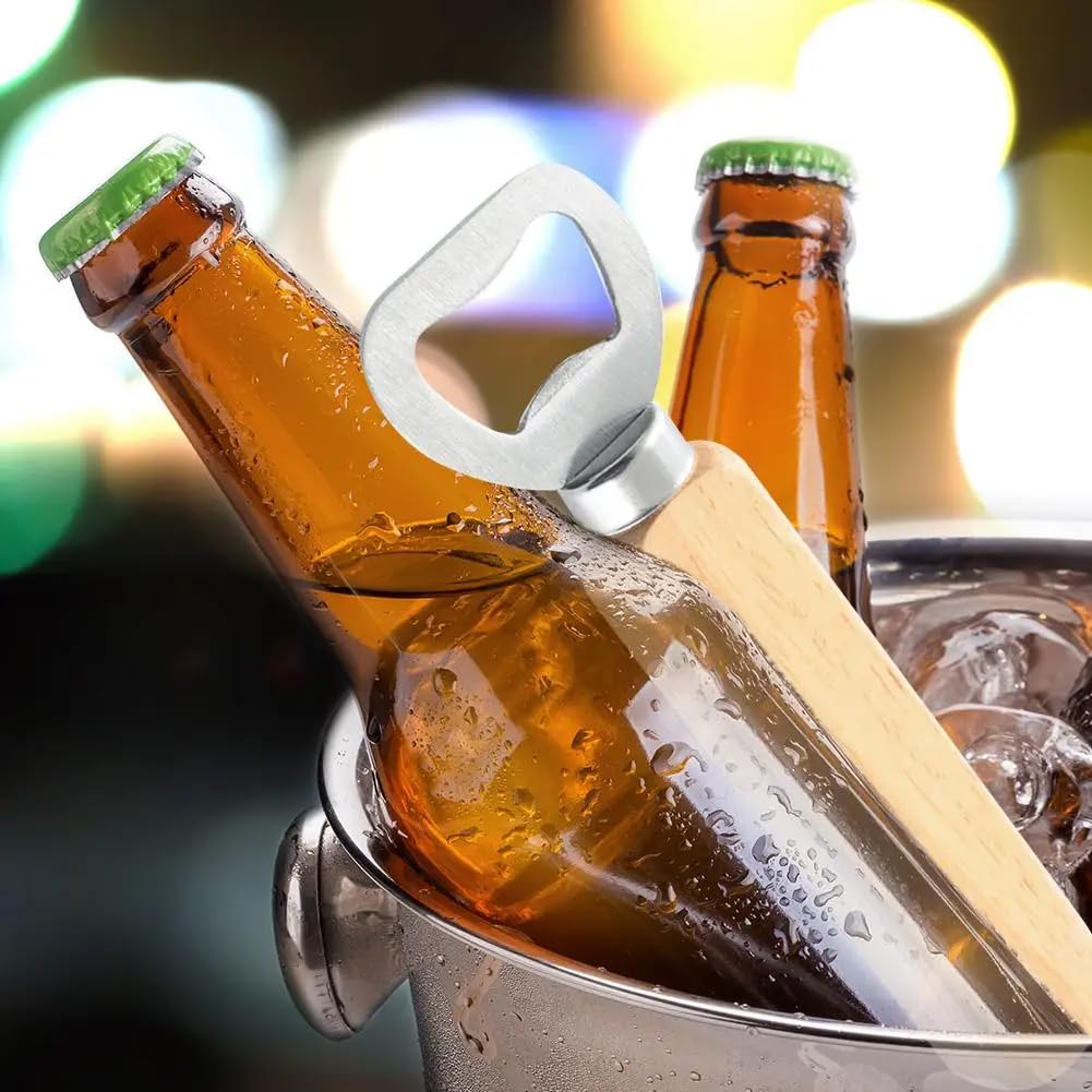 yky Abridor de botellas personalizado, abrebotellas de madera grabado, recuerdo de boda personalizado, recuerdo de fiesta (50 unidades)