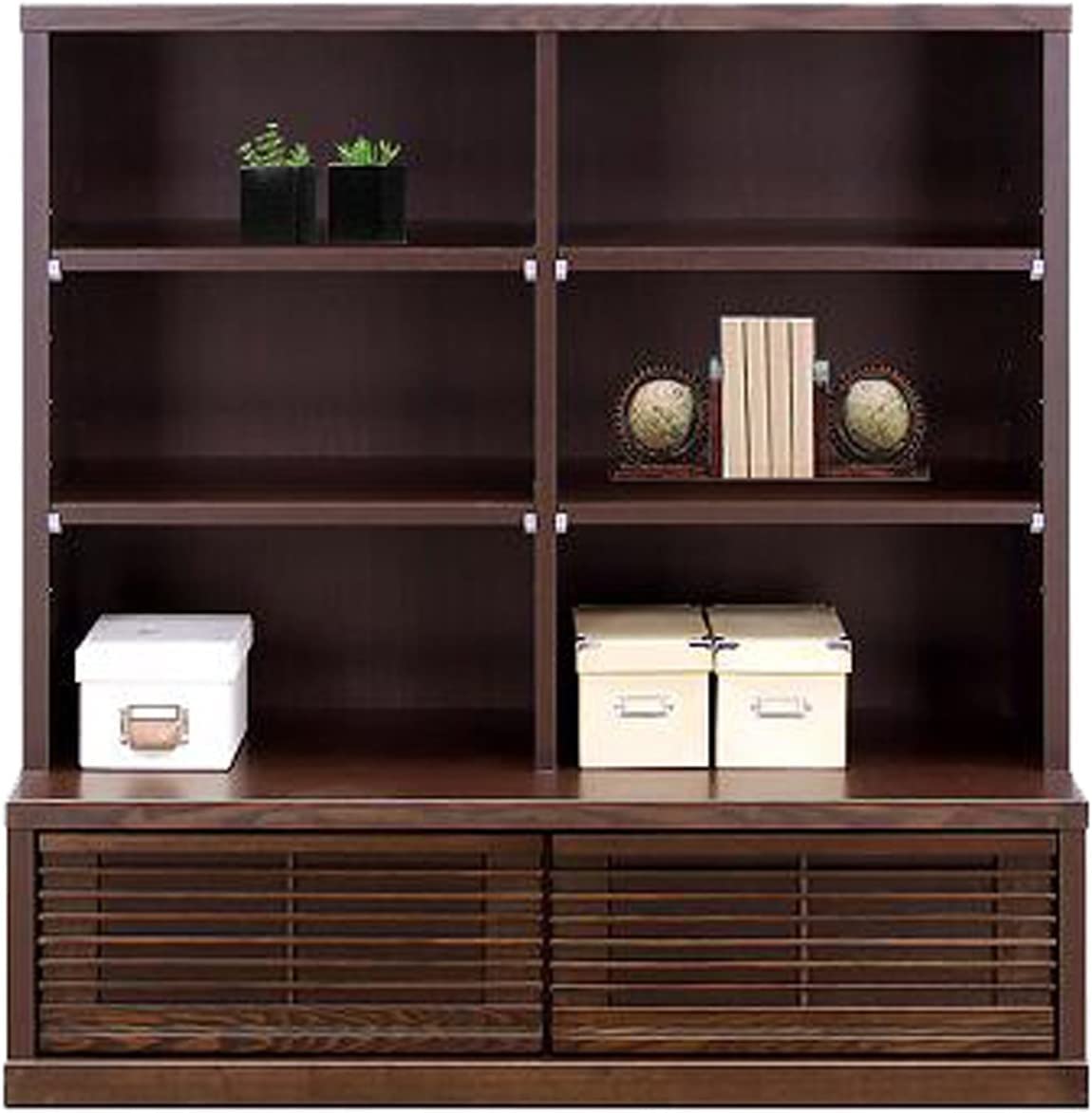 Amazon｜幅100cm 高さ105cm 飾り棚 ブラウン 茶色 タモ 天然木 完成品 