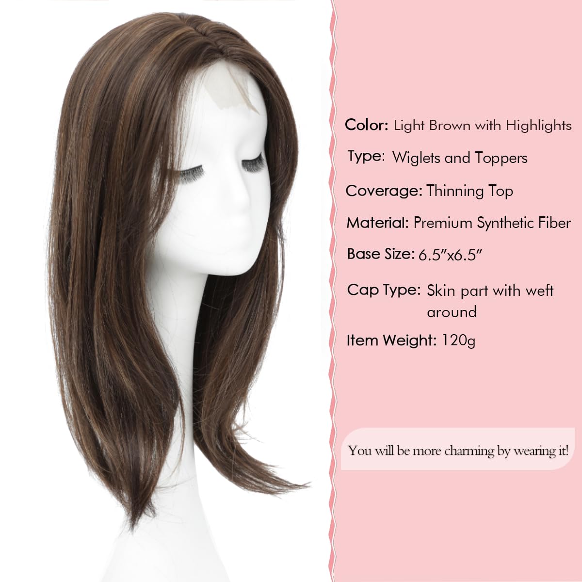 Hair Toppers for Thinning Hair 18inch Hair Pieces for Women 6.5X6.5 Inch Hair Topper Adding Extra Hair Volume - Image 3