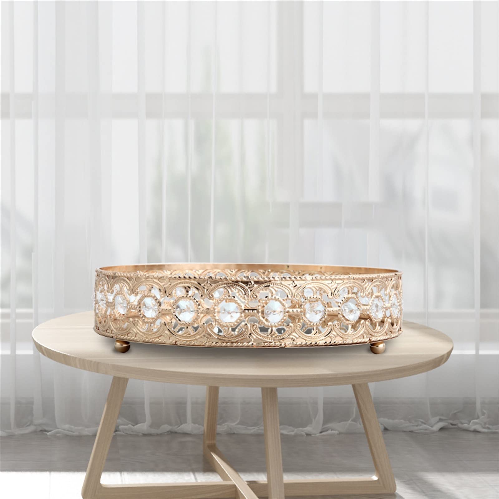Bandeja de Espejo de Vidrio Tallado Hueco - Soporte Decorativo de 25 cm para desayunos, postres, Frutas y Joyas. Elegante Bandeja para Servir (20 cm)