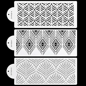 FVVMEED 3 Pieces Cake Decorating Templates Powdered Sugar Sieve Template Set Wedding Cake Decorative Flower Edge Molding Baking Tool,Cake Lace Decoration Stencils Food Grade Plastic Stencils Molds