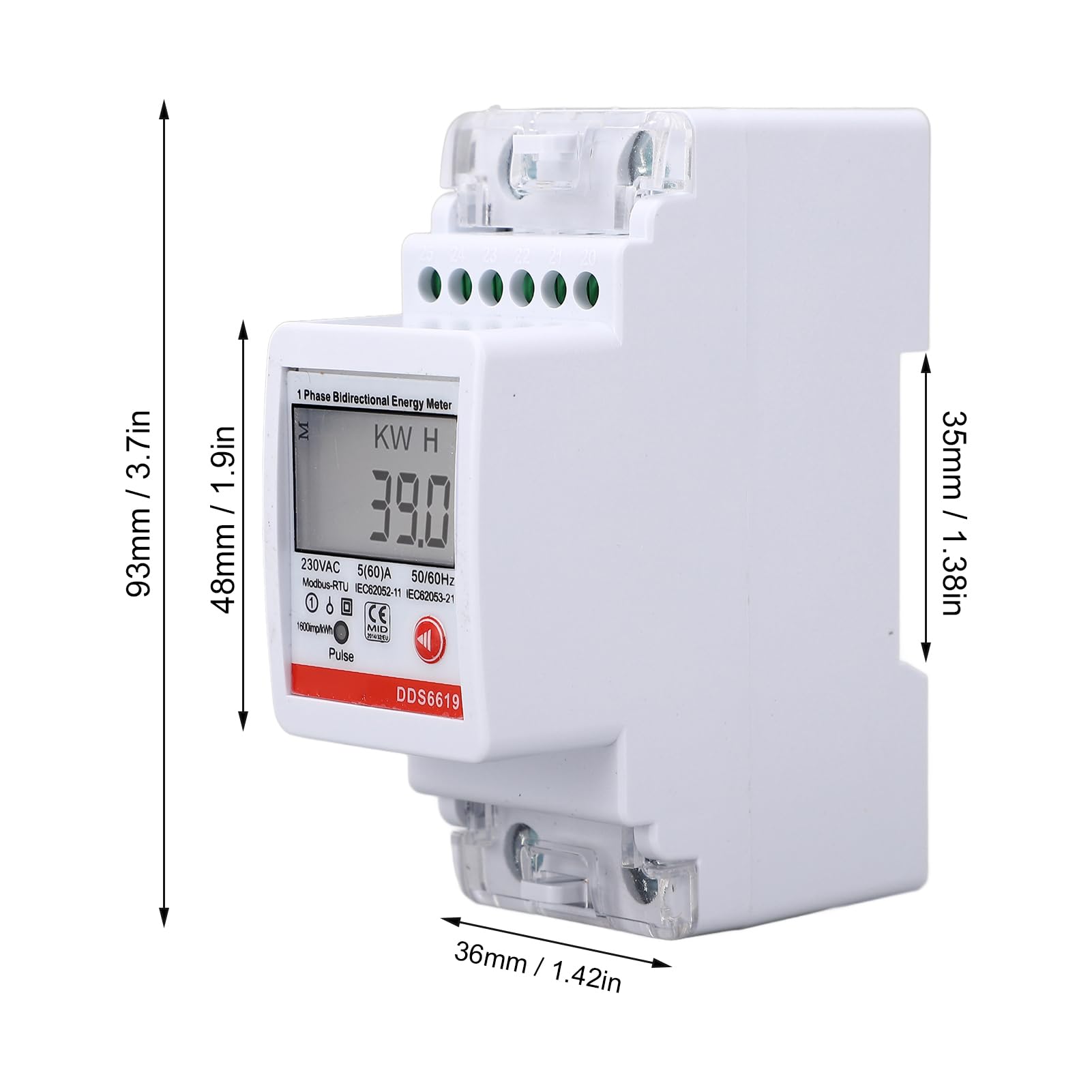 Fafeicy Contatore Fotovoltaico Bidirezionale, 230V 5A