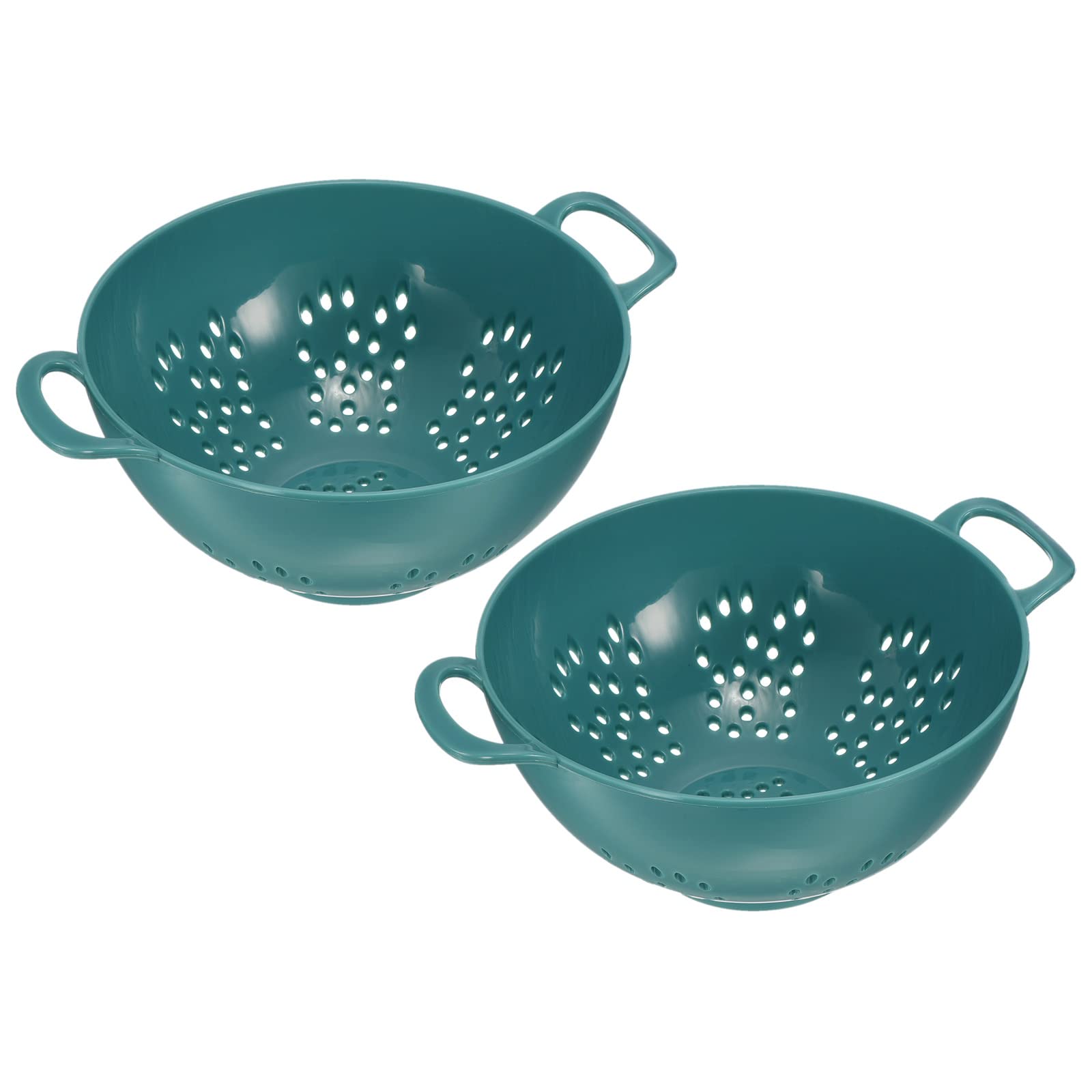 sourcing map Food Colander with Handle 2Pcs, Plastic Washing Vegetables Basket, Rice Wash Sieve Rice Washer Strainer Drain Basket for Vegetable Fruit-Army Green