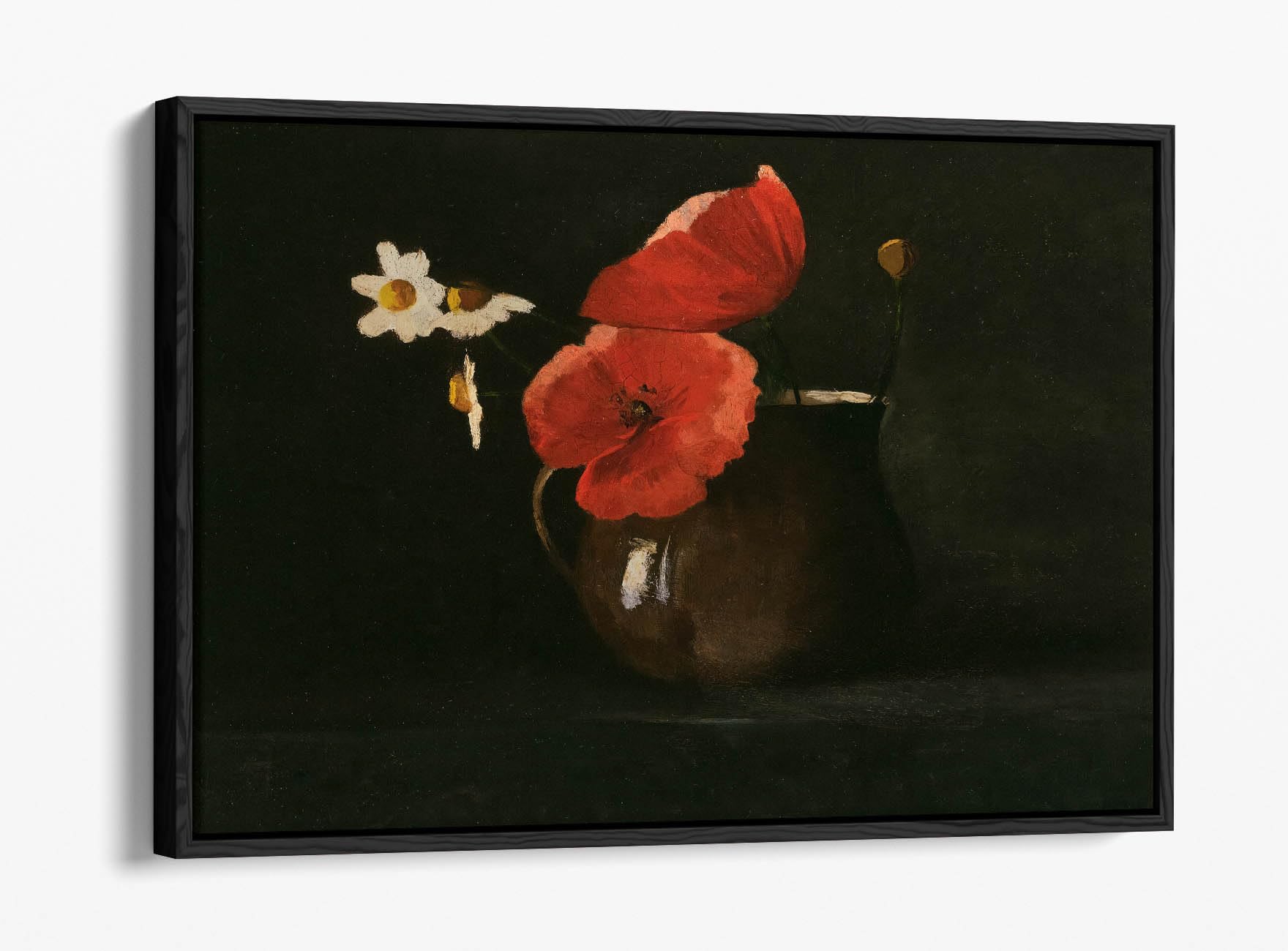 Tableau coquelicots Odilon Redon cadre noir pour sublimer un mur vide - 3