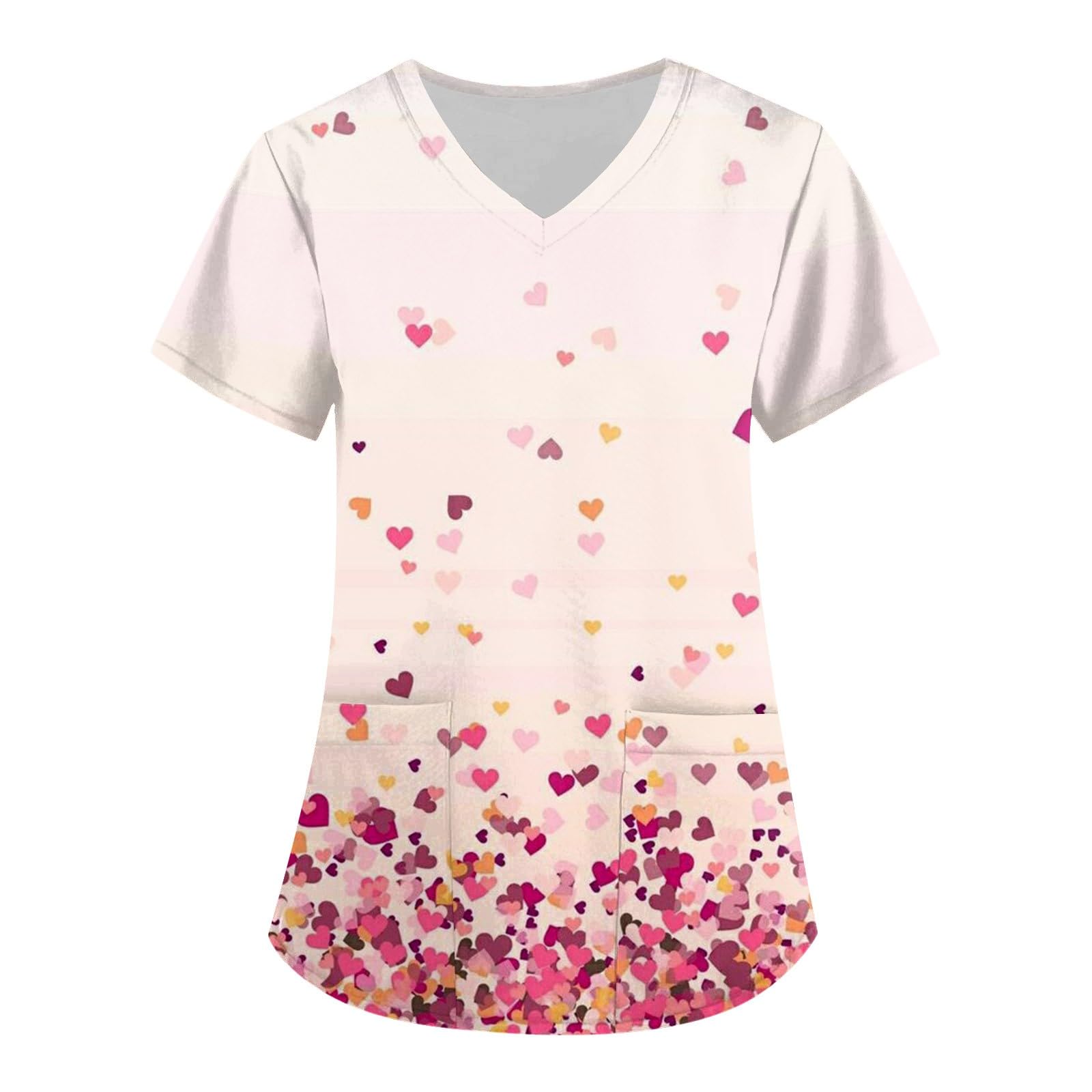 AMEGASOONScrub Tops for Women Short Sleeve V-Neck Medical Uniform Soft Stretchy Wrinkle Free Nurse Shirt with 2 Pockets