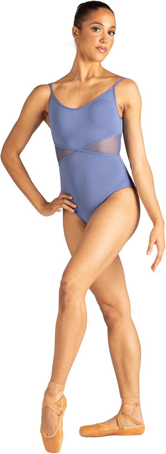 Danz N Motion Womens Camisole Mesh-Waist Leotard Style 21100A