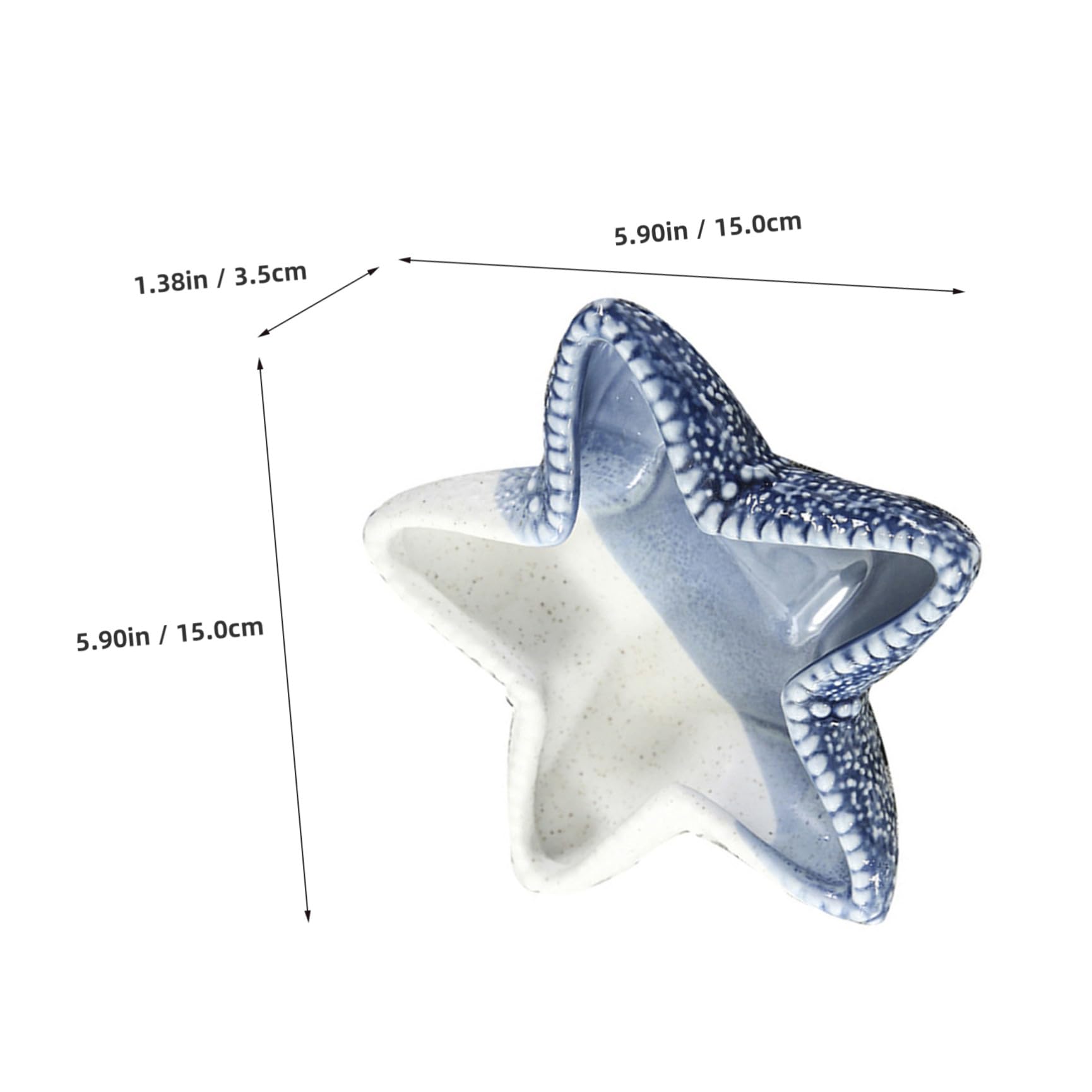 VOSAREA 1pezzi Piatto Portaoggetti in Ceramica a Forma Di Stella Del Mare Chiave Ornamento Decorativo Per Casa Blu