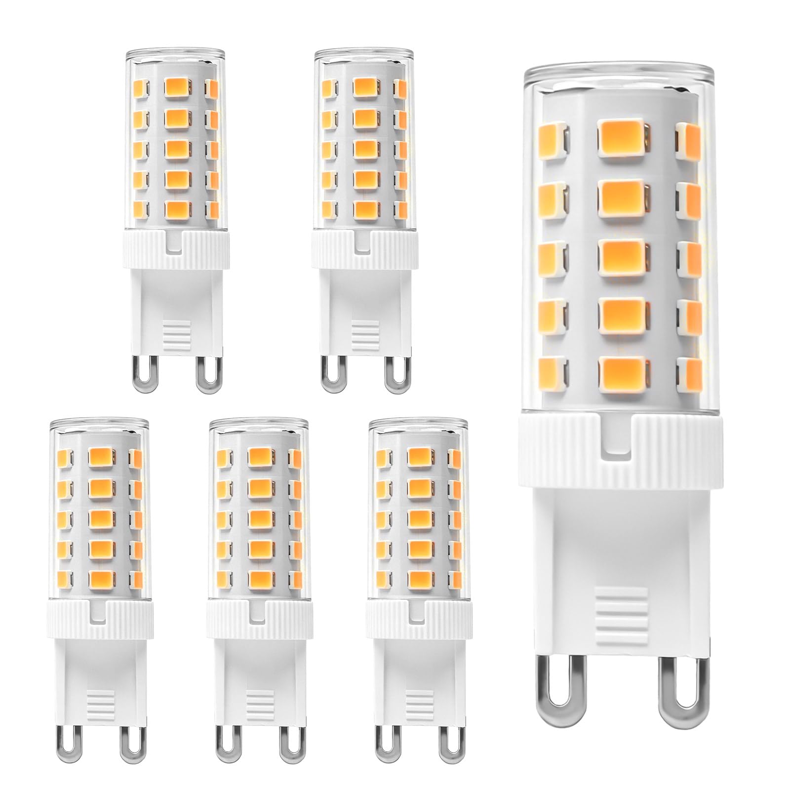 6PCS G9 LED Bulbs Dimmable 3W Warm White Light 500Lm 3000K 220-240V Equivalent to 50W Halogen No Flicker Energy Saving Non-Dimmable CRI>80 360° Beam Angle for Decoration Chandelier Home (Warm White)