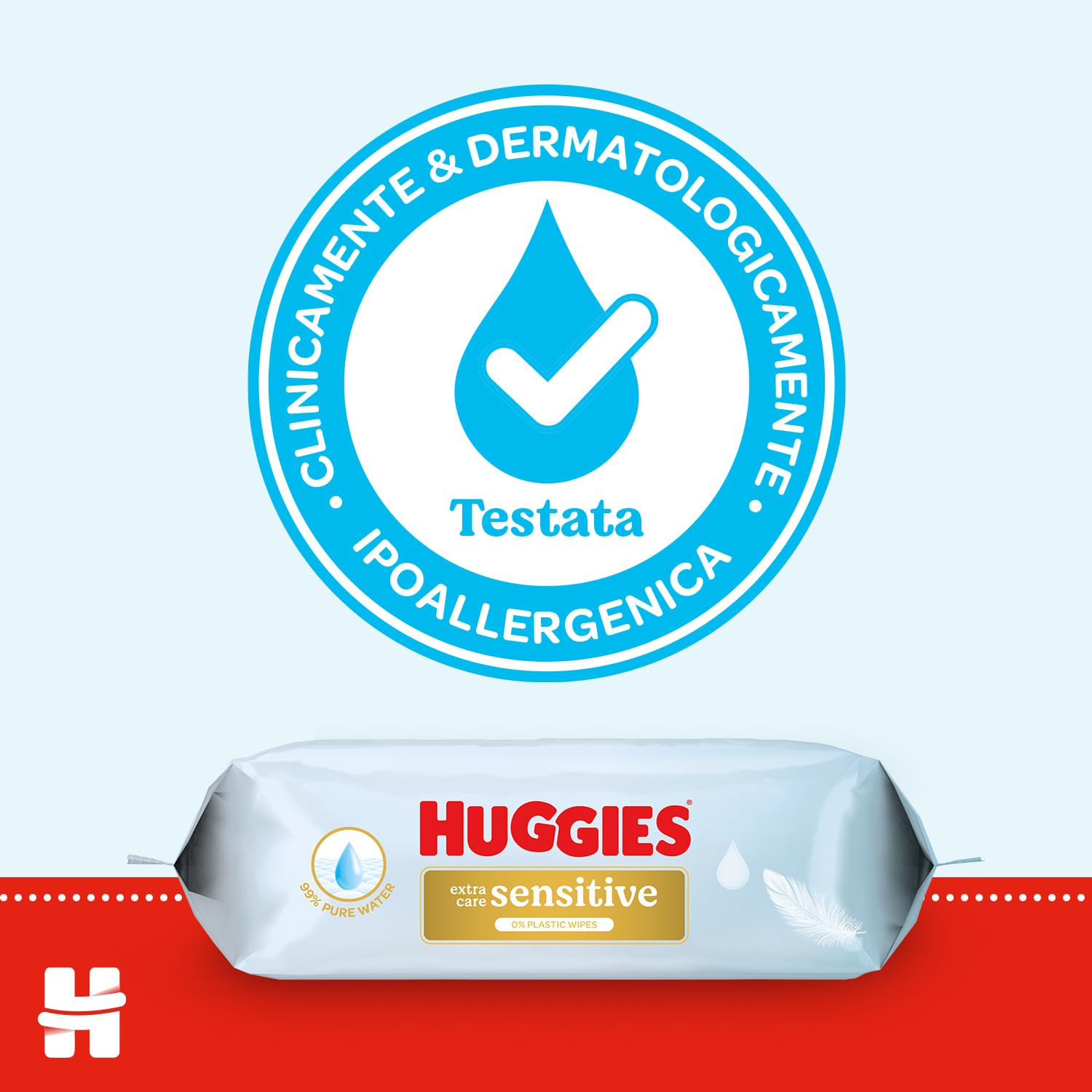 Huggies Extra Care Sensitive Salviette Neonato 99% Acqua Pura 100% Plastic-free 384 Pz