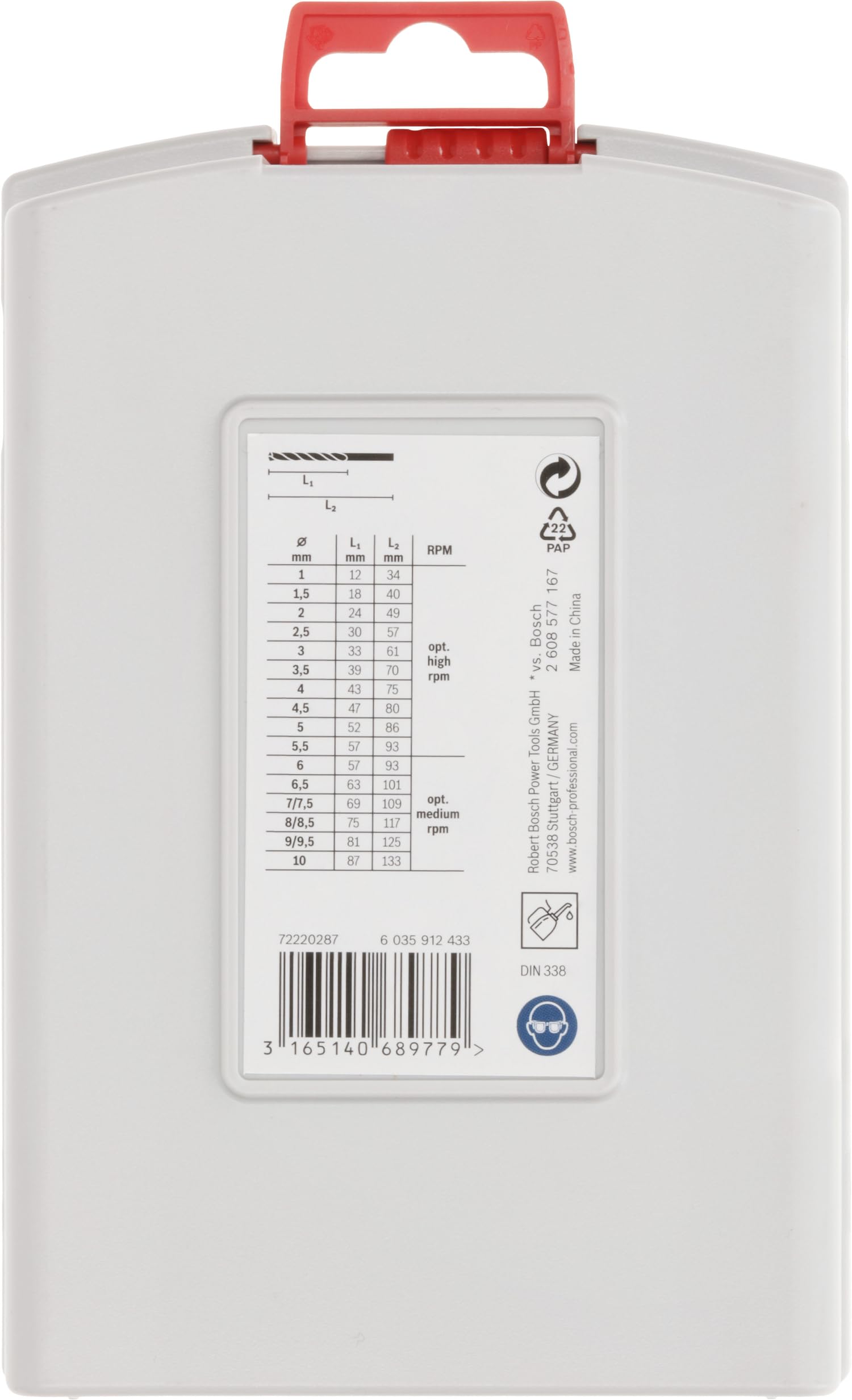 Bosch Accessories Jeu de forets à métaux ProBox HSS-G 19 pièces Argent