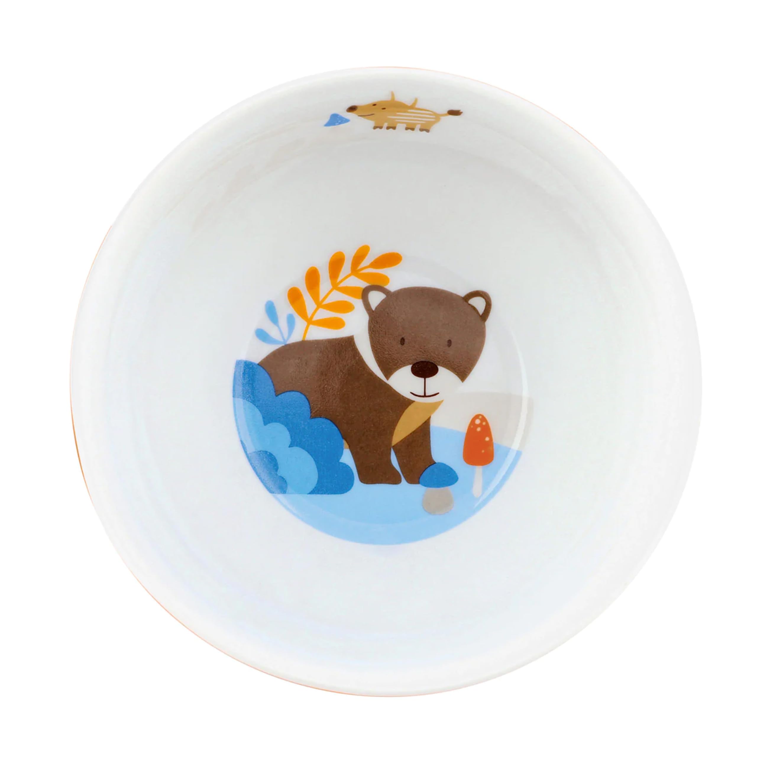 Kindergeschirr Set mit Namensgravur Puresigns - Friends - Bär, Dachs, Wildschwein - 7-teilig eigener Gravur/Namen auf Besteck (Gravur möglich)