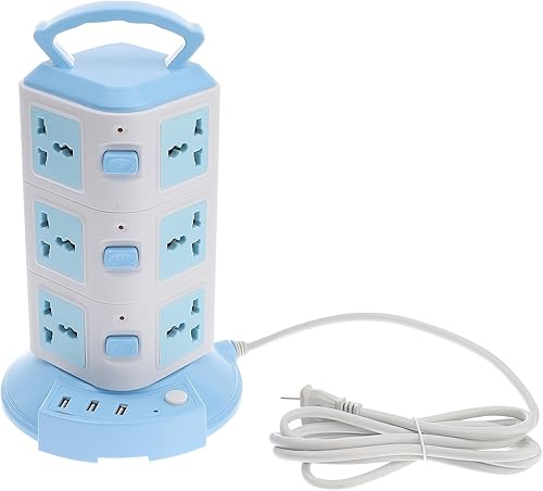 Sewroro Regleta de alimentación USB con tomas verticales, control individual para cada sección de enchufe, cable de extensión azul, adecuado para disponible en Yaxa Colombia