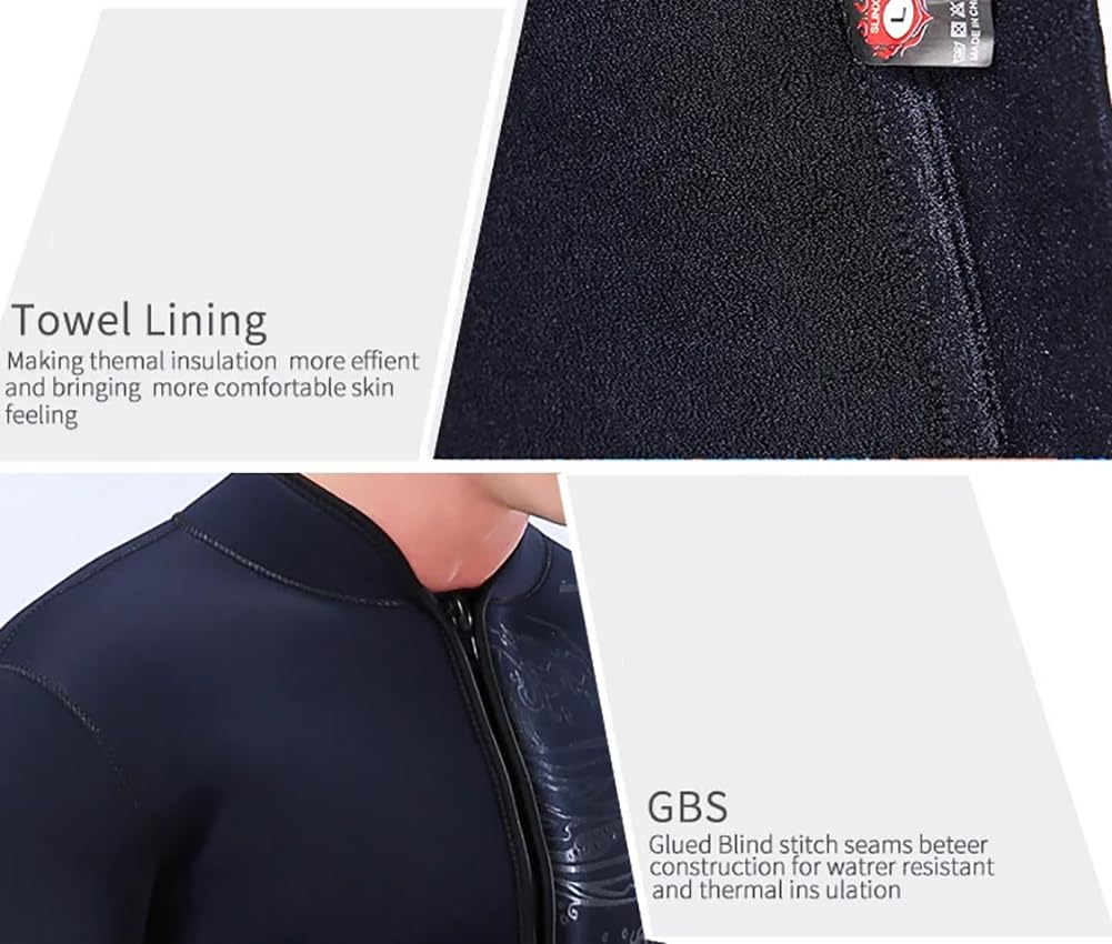 LEIDIMUS Top Muta in Neoprene da 5Mm per Uomini e Donne, Giacca da Immersione in Neoprene Ultra Elastico e Calda, Giacca Muta a Maniche Lunghe per L'Acqua Fredda, Lo Snorkeling E Il Surf