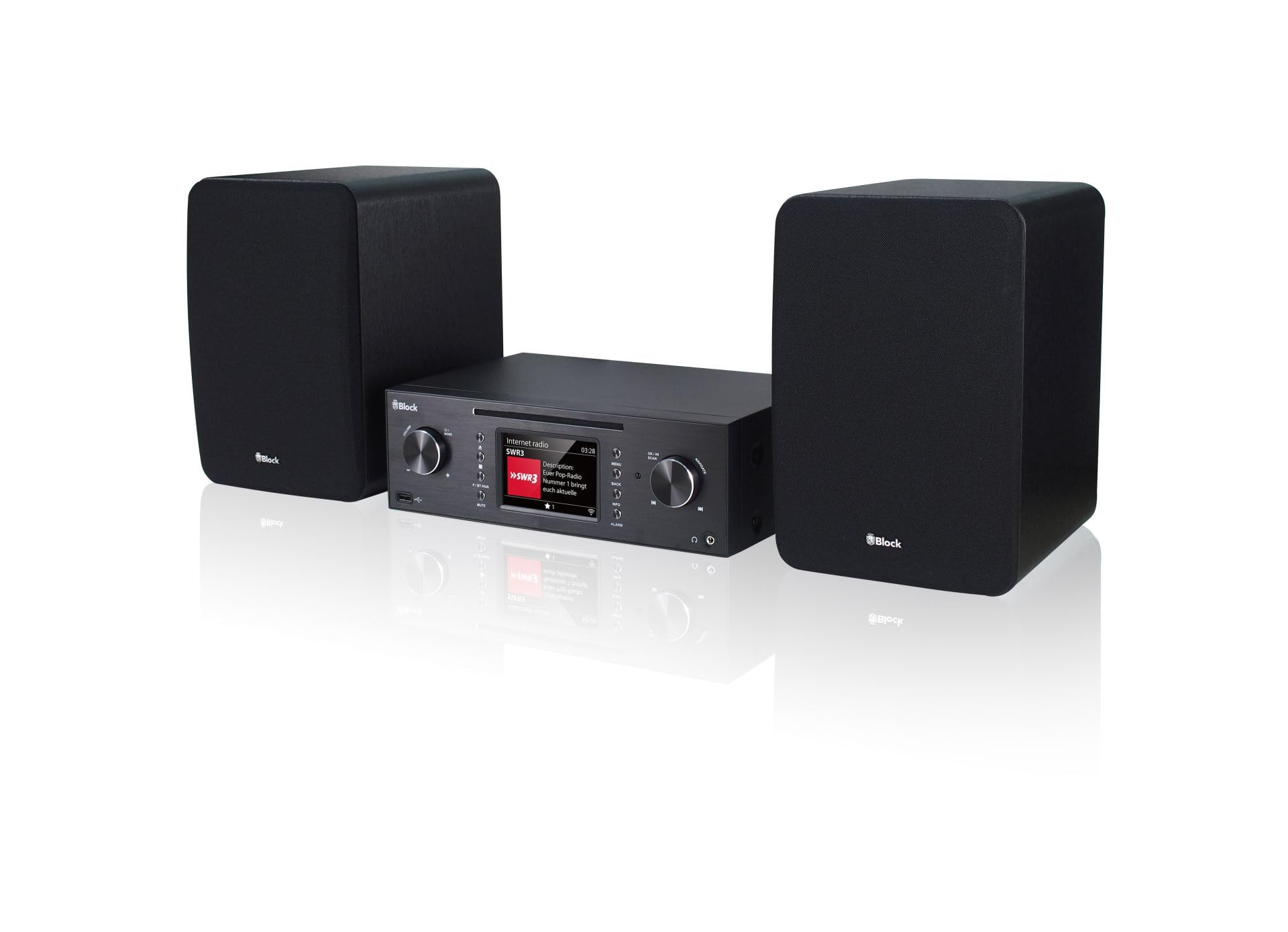 Block MHF-50 Kompaktanlage inkl. Lautsprecher - Spotify Connect Ready - DAB+/UKW/Internetradio 30.000 Sender - CD & USB MP3 Player - Bluetooth Streaming - 4" Farbdisplay dimmbar (Saphirschwarz)