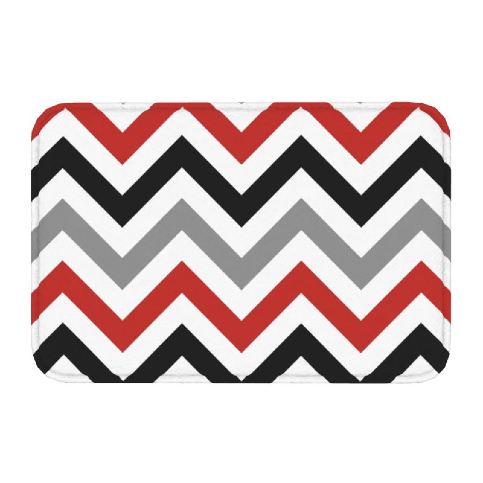 Tapis de cuisine et entrée zigzag moderne rouge noir pour sol de maison