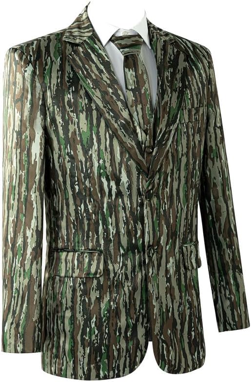 Men's Camouflage Blazer with Tie Notch Lapel Multiple Colors Available Wrinkle-Resistant Formal Casual Outerwear