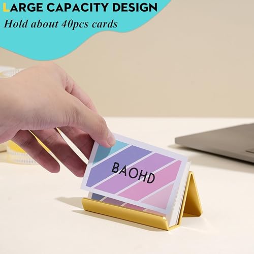 Miniatura 4 de BAOHD Tarjetero para escritorio dorado para tarjetas de visita de metal moderno, soporte para tarjetas de visita para oficina (2 generación),