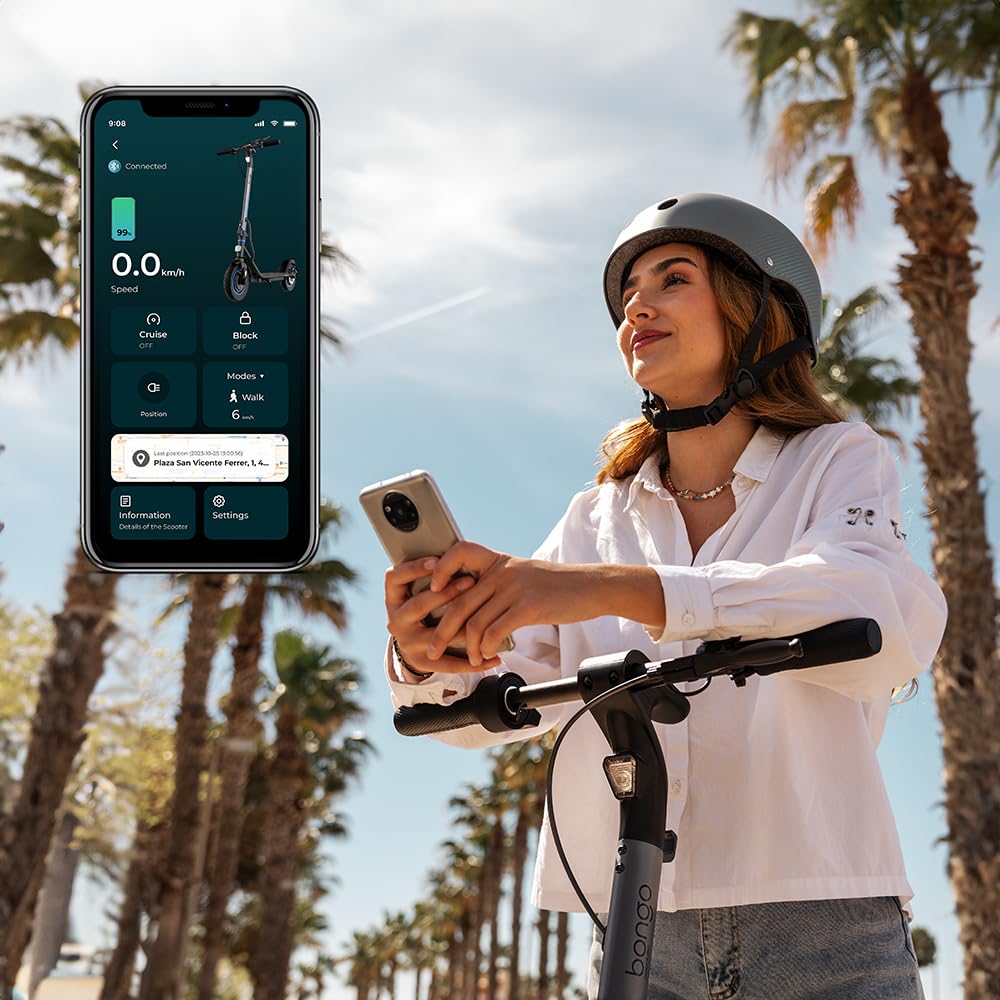 Cecotec Monopattino Elettrico Omologato con App Bongo D20 XL Connected. Potenza Massima di 630W, Autonomia fino a 20km, Ruote da 10”, Supera Pendenze, Freno Anteriore e Posteriore