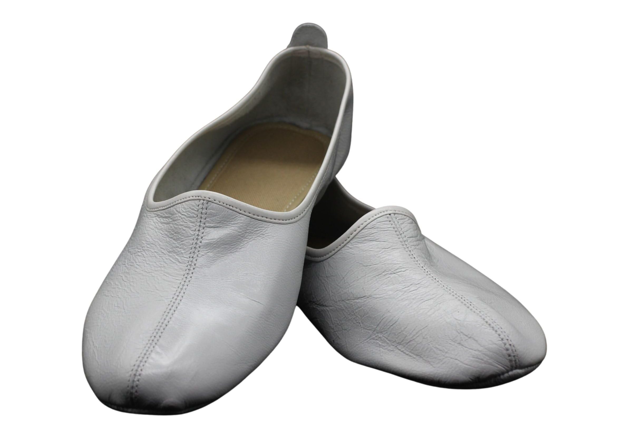 Akdam Womens Indoor Leather Slippers Traditional Babouche House Shoes Barefoot Moccasin