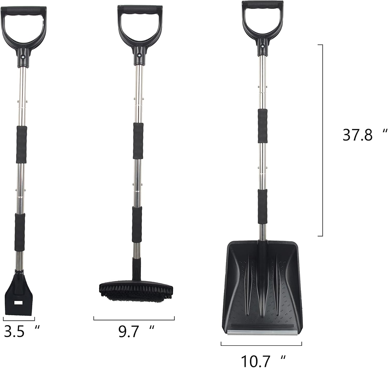 review 3-in-1 Snow Shovel Kit, multifun Snow Shovel with Ice Scraper and Snow Brush, 3 Piece Collapsible Design with Carry Bag Ice Scraper and Snow Brush, for Car Truck Camping Backyard